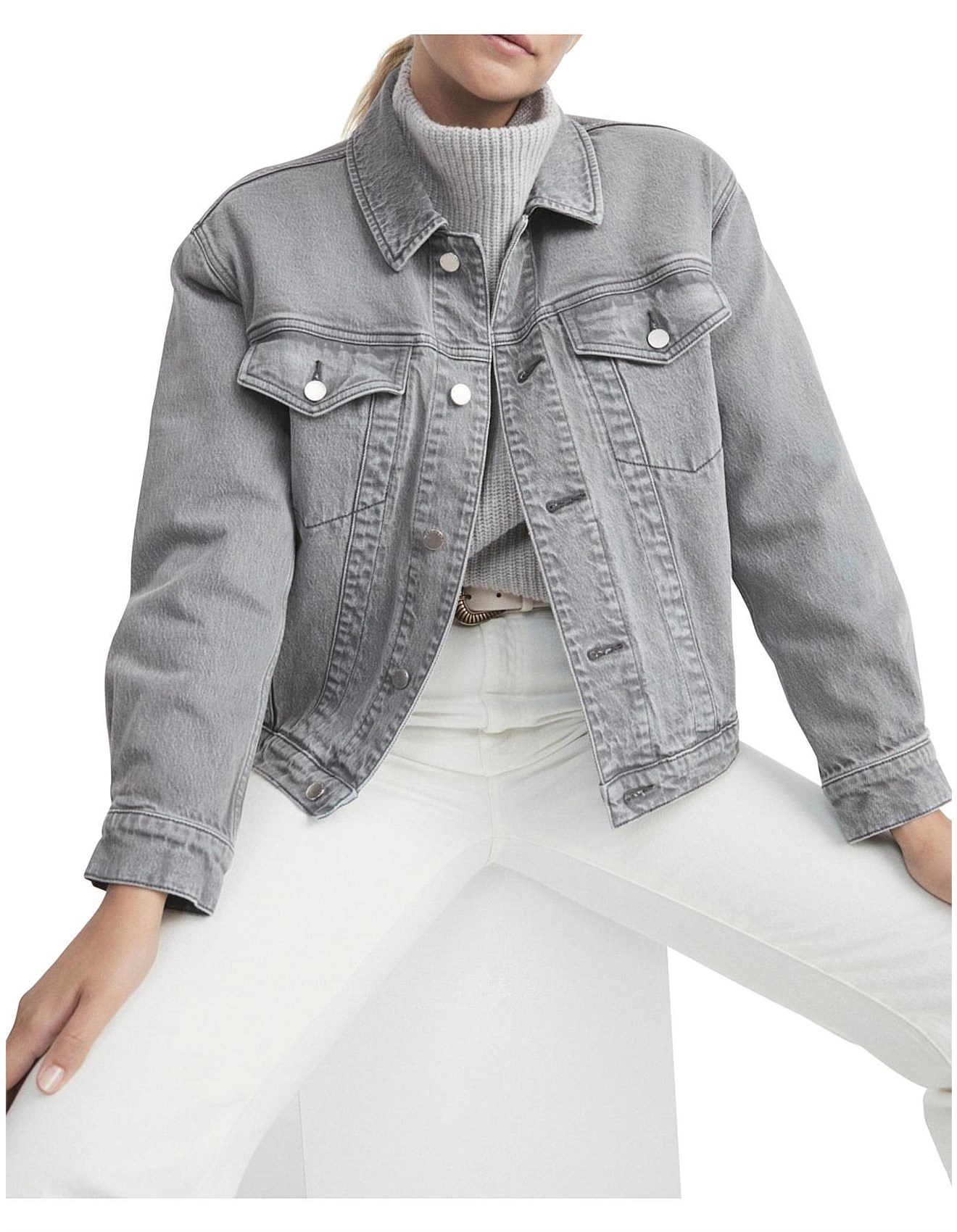 oversized grey denim jacket