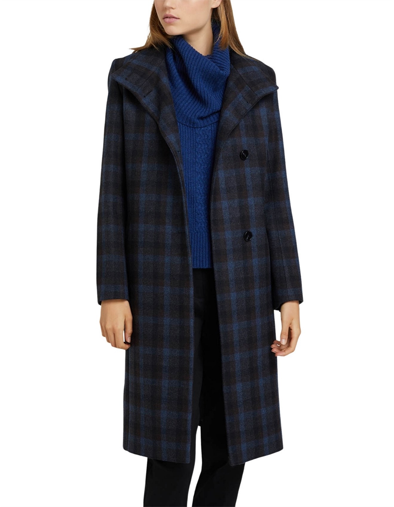 Oxford Olivia Checked Wool Blend Coat David Jones