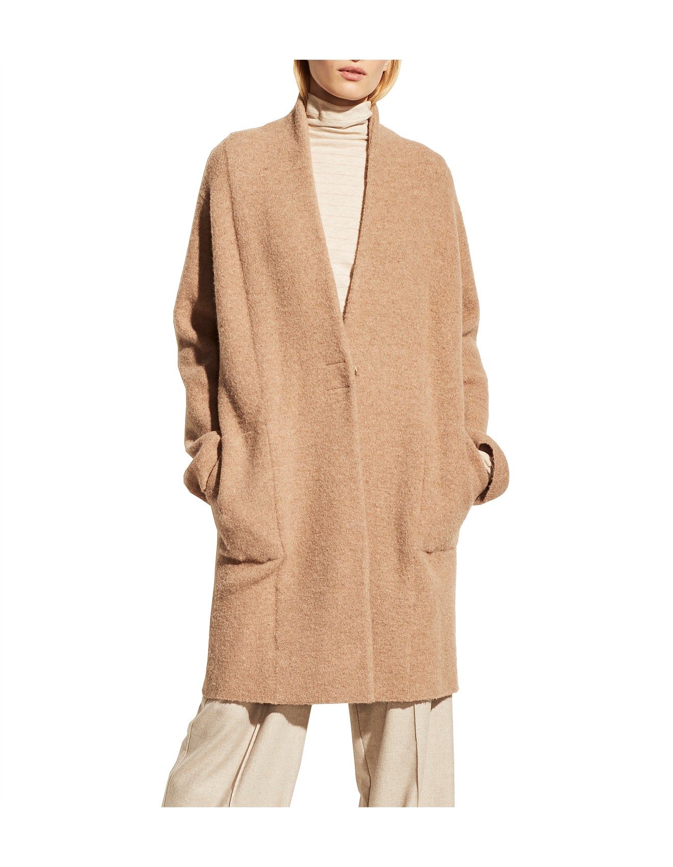 Vince Reversible Coat Vince Collarless Wool Blend Coat NEW, Vince