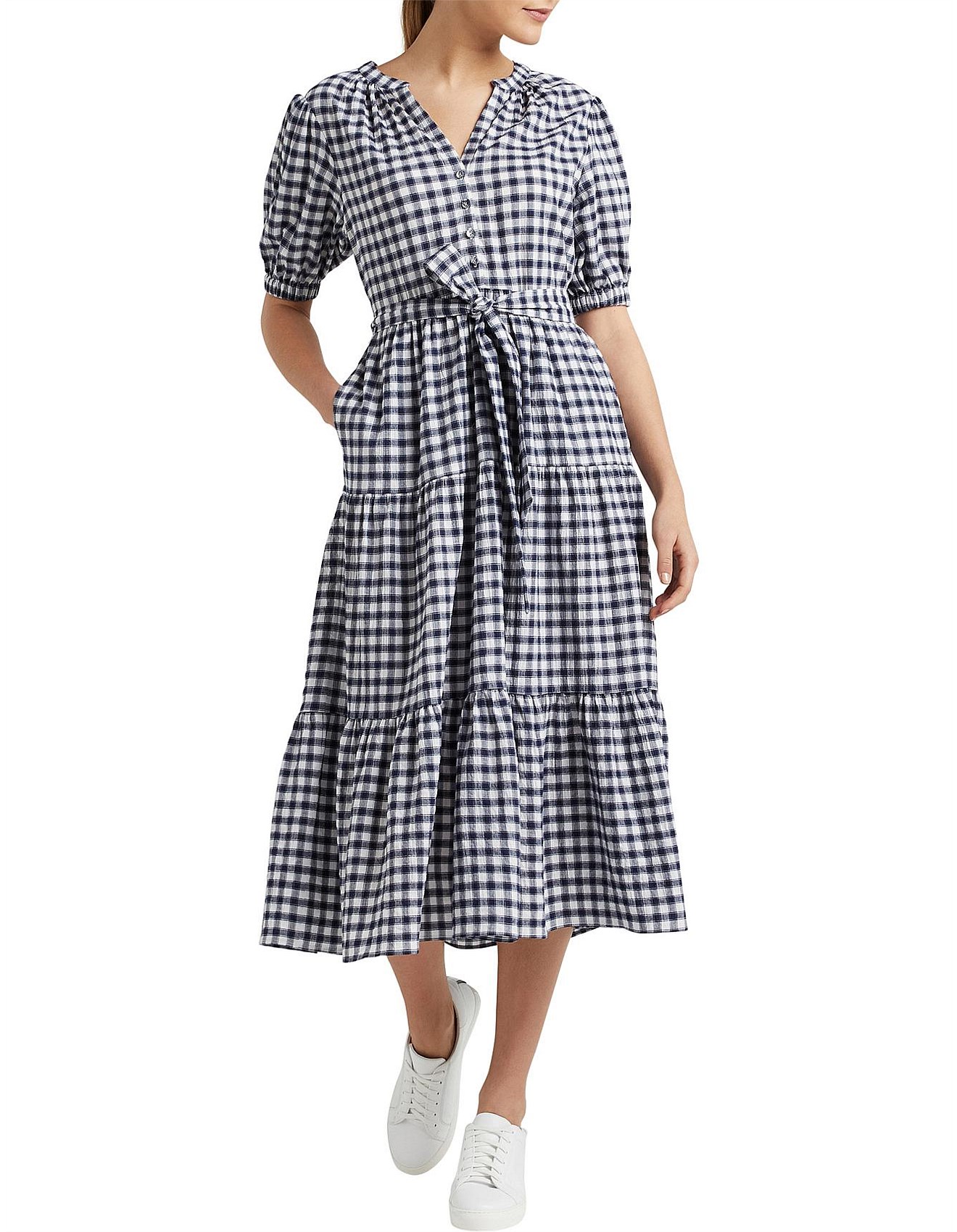 midi checked dress