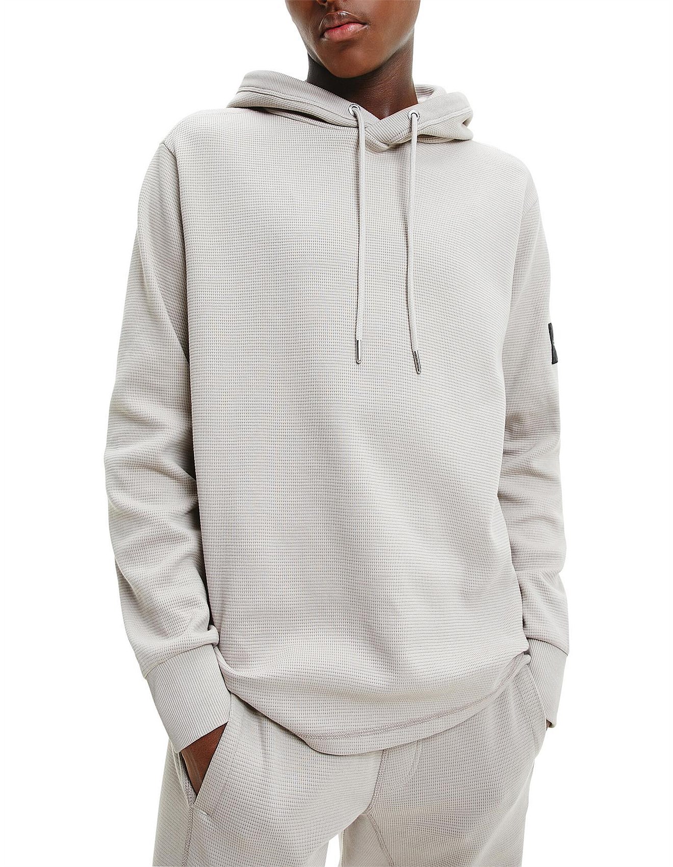 Calvin Klein Monogram Badge Waffle L/s Hoodie David Jones