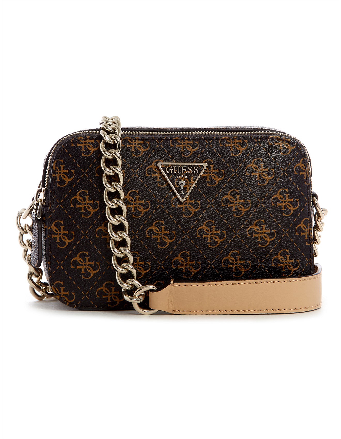 Guess Noelle Brown Logo Crossbody Bag David Jones