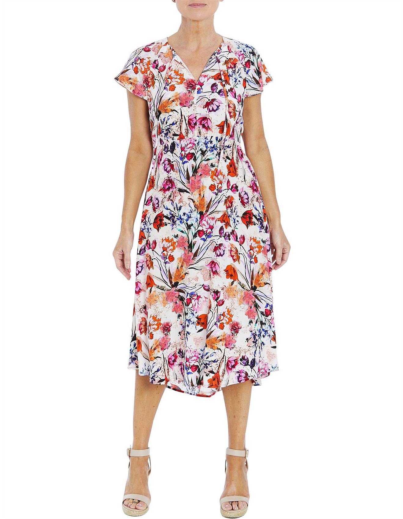 Botanical Floral Short Sleeve Dress
