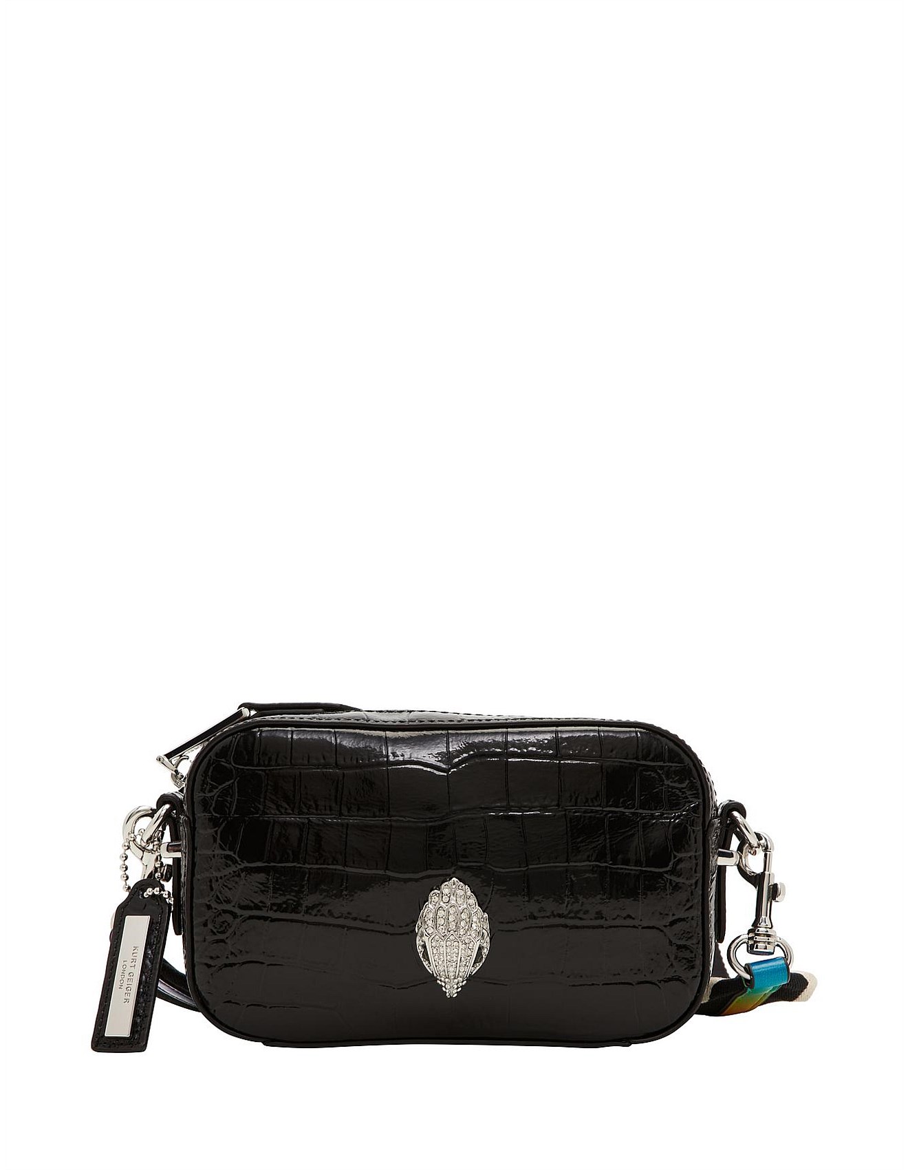 black camera crossbody bag