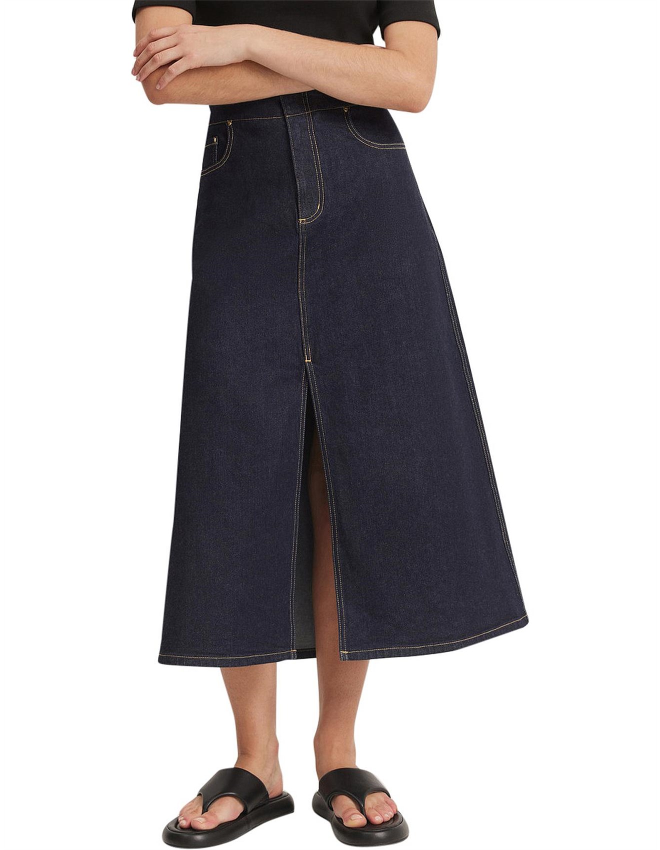 Country Road Denim Midi Skirt Country Road Australian Cotton A