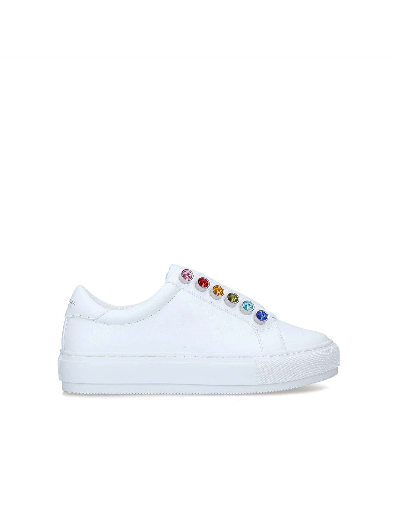 white and rainbow sneakers