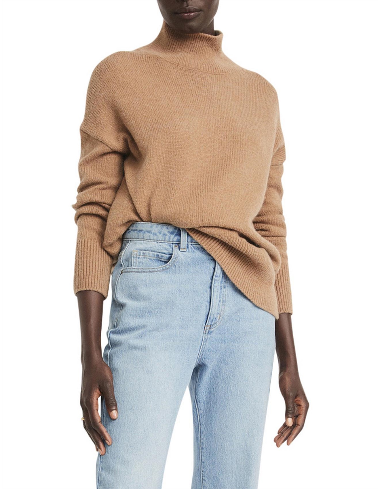 David Jones Witchery Roll Neck Slouch Knit Viscose V-Neck Jumpers