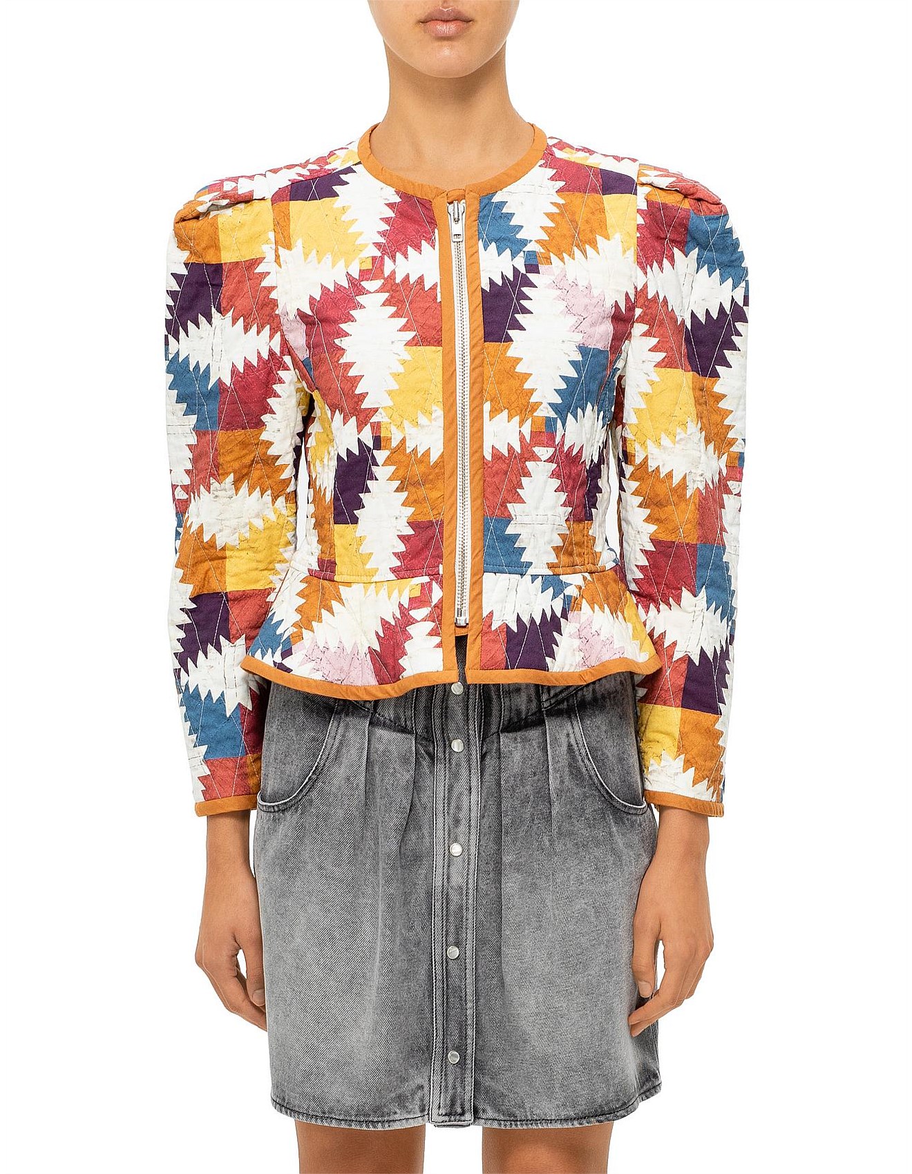 Isabel Marant Etoile Hafileal Yellow Graphic Quilt Jacket | David