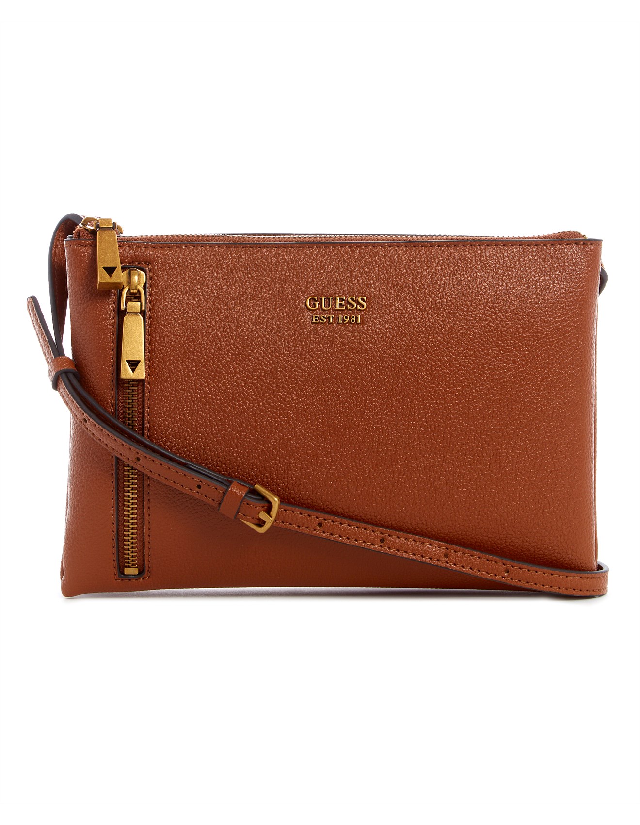 Guess Naya Cognac Double Compartment Crossbody Bag David Jones