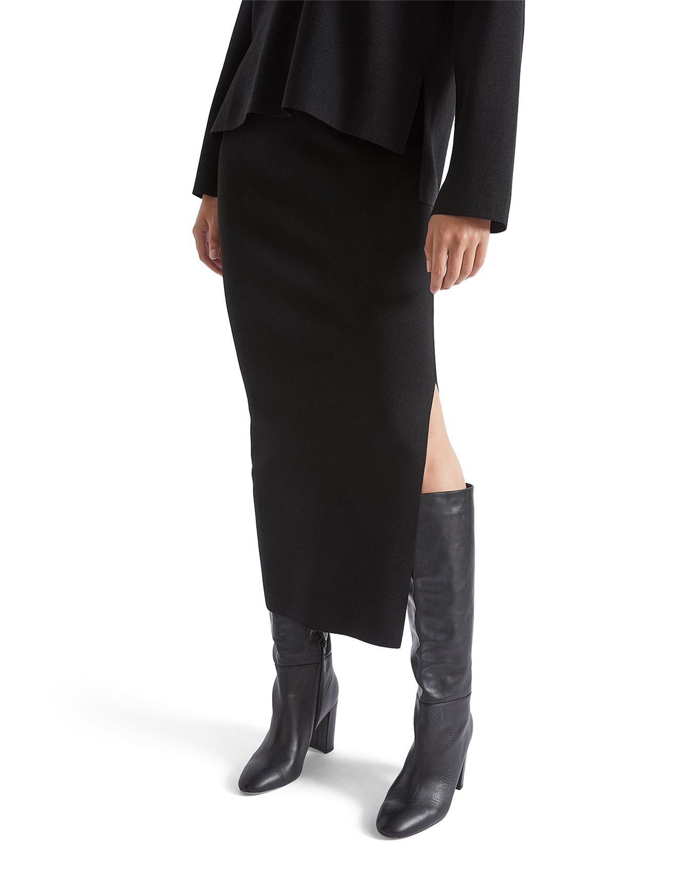 Seed Heritage Crepe Knit Split Skirt David Jones