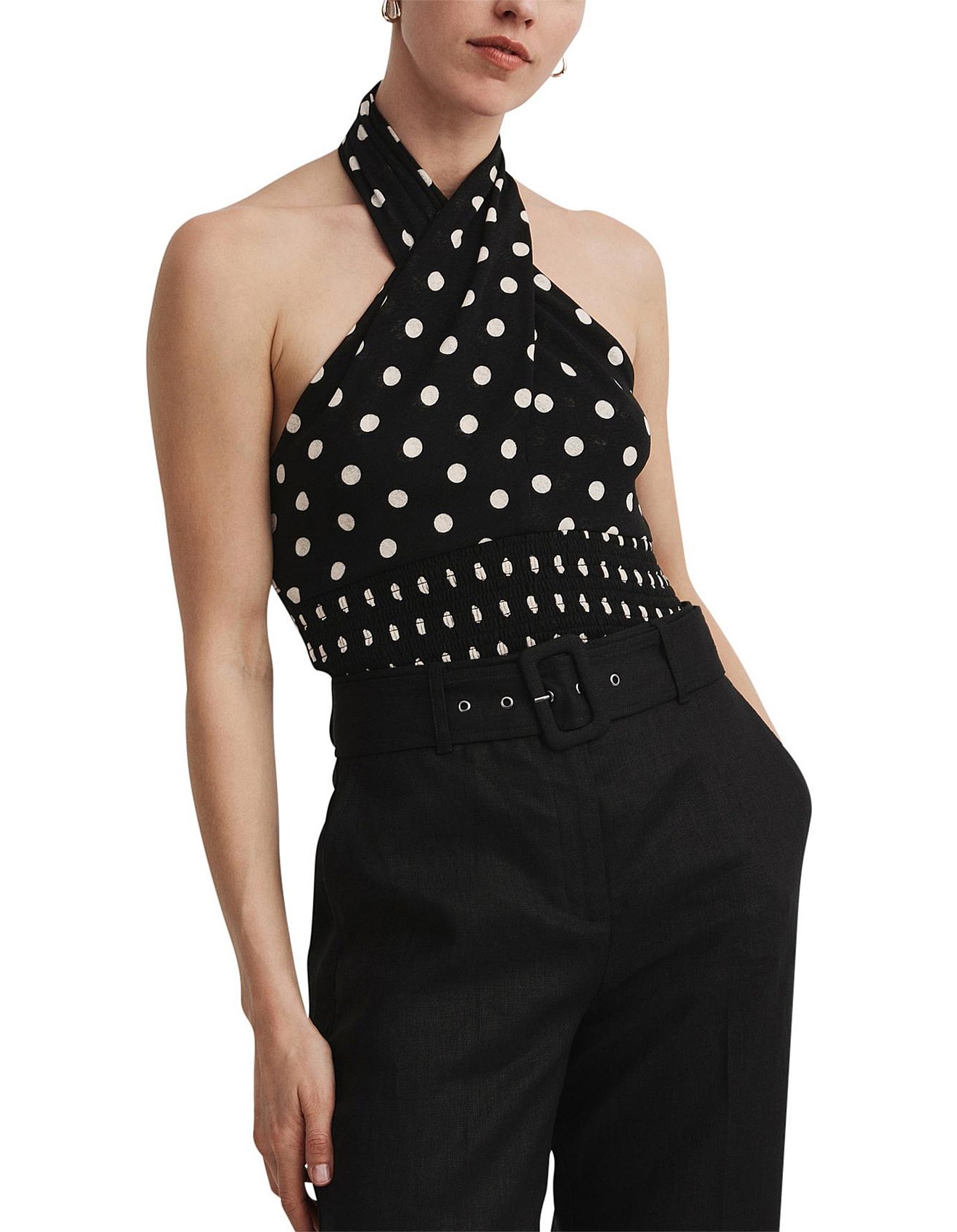 mesh top polka dot