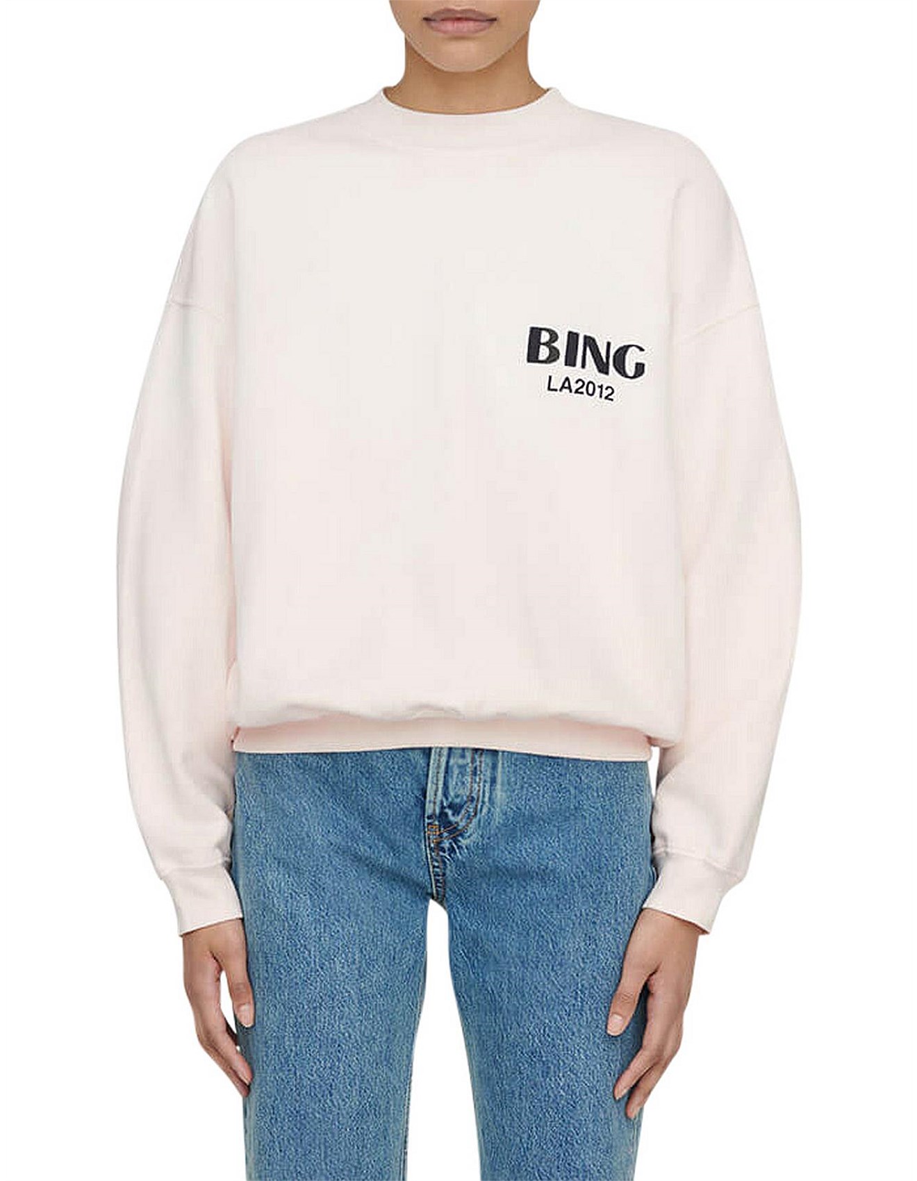 Anine Bing Jaci Crewnwck Sweatshirt Bing La Washed Pink | David Jones