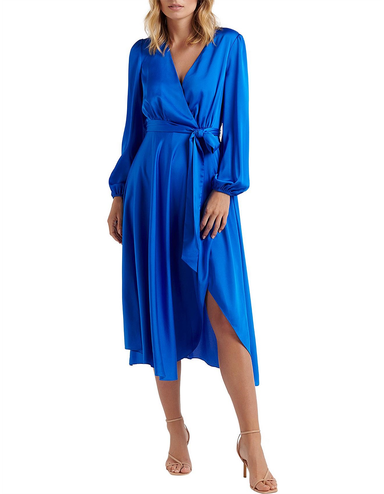 Forever New Marilyn Satin Wrap Midi Dress David Jones