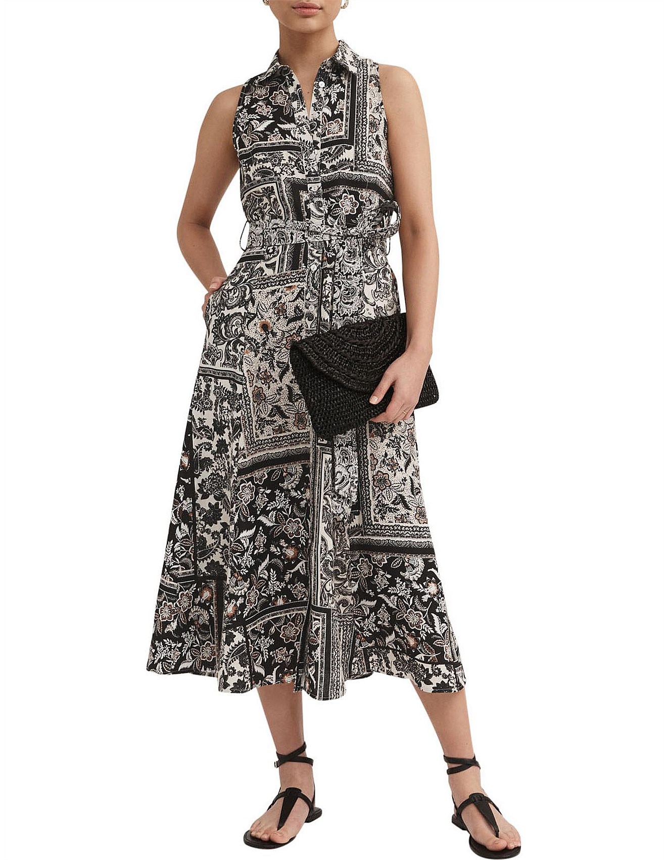 Witchery Linen Scarf Print Shirt Dress David Jones