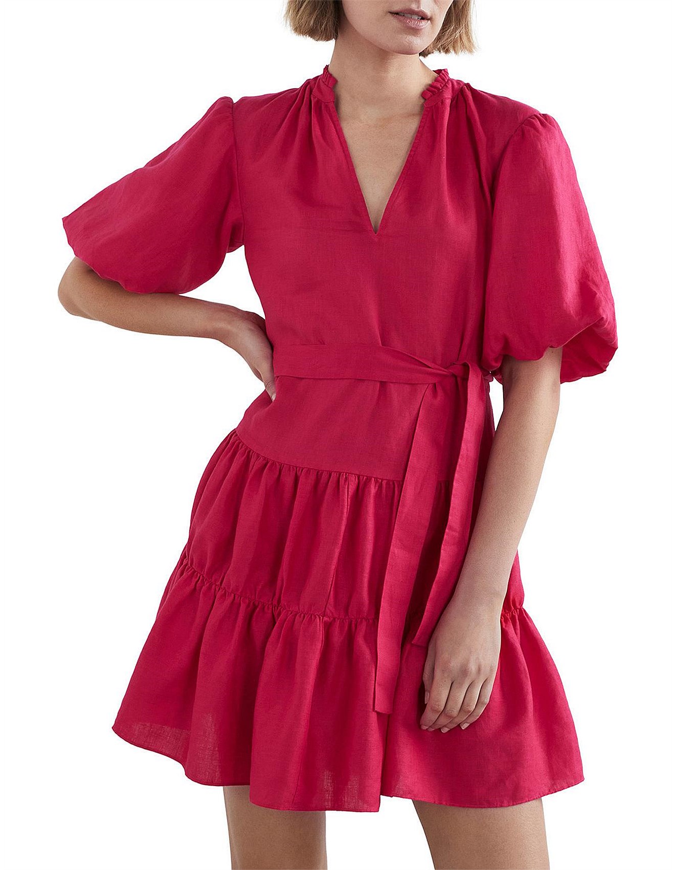 French Connection Frill Linen Tiered Dress David Jones
