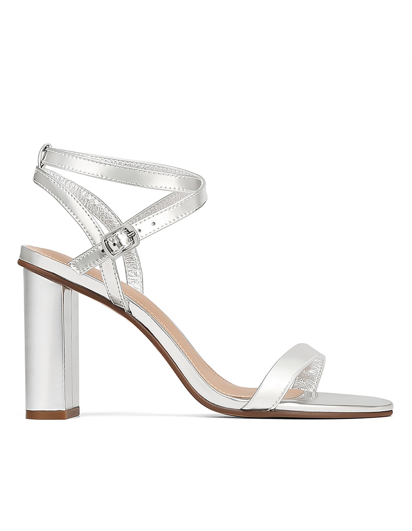 Wittner Raven Silver Mirror Patent Block Heel Sandal David Jones