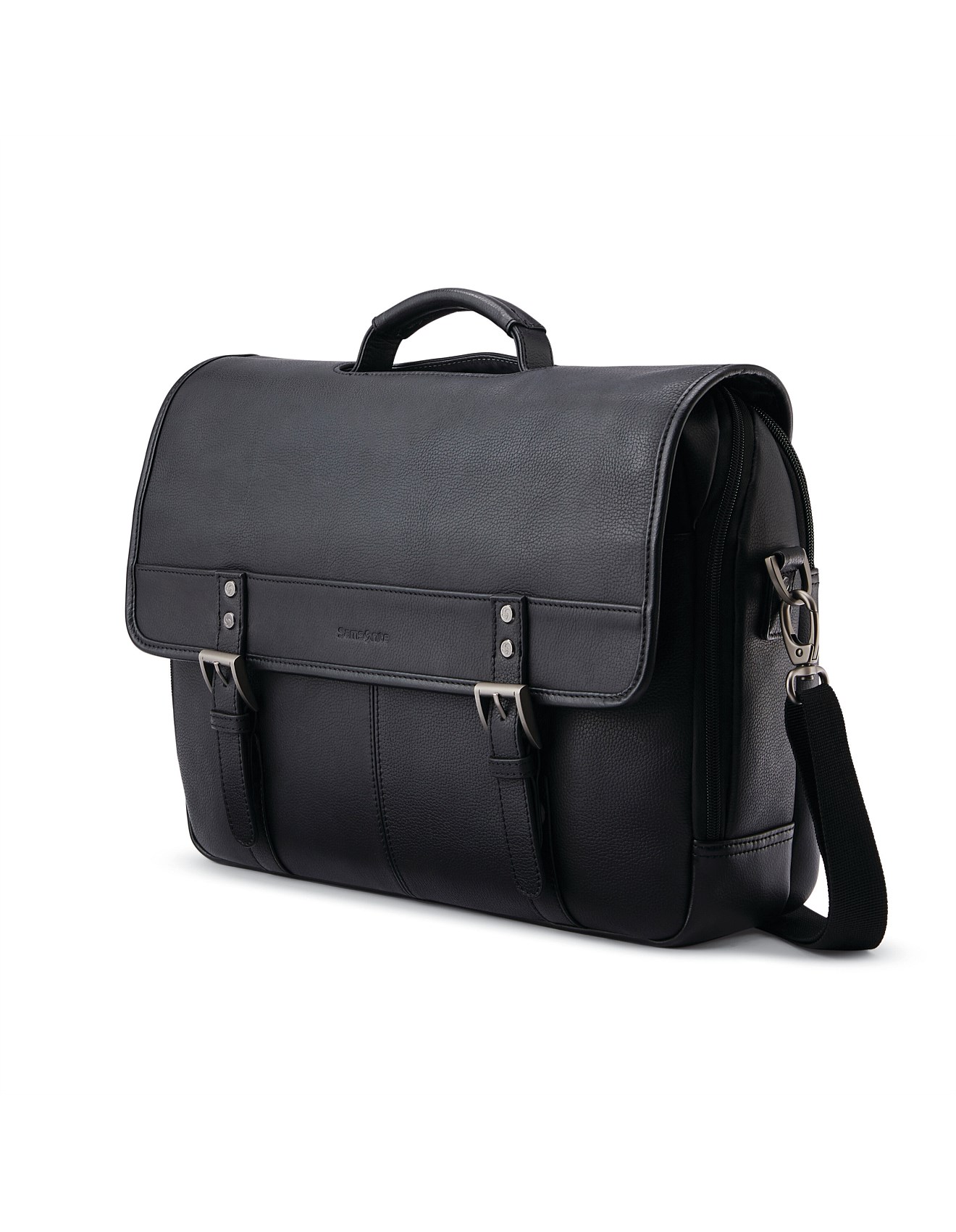 Samsonite Classic Leather Flapover 32cm Black David Jones