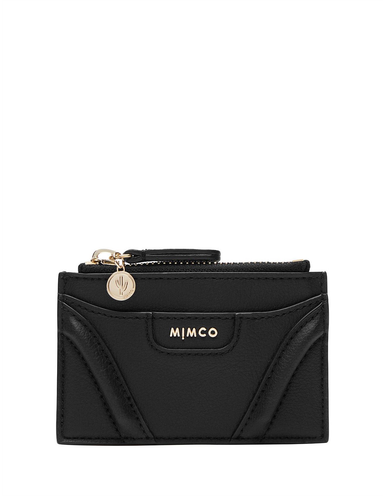 Mimco Gold Credit Card Holder MIMCO BLACK PATENT/ROSE GOLD PURSE