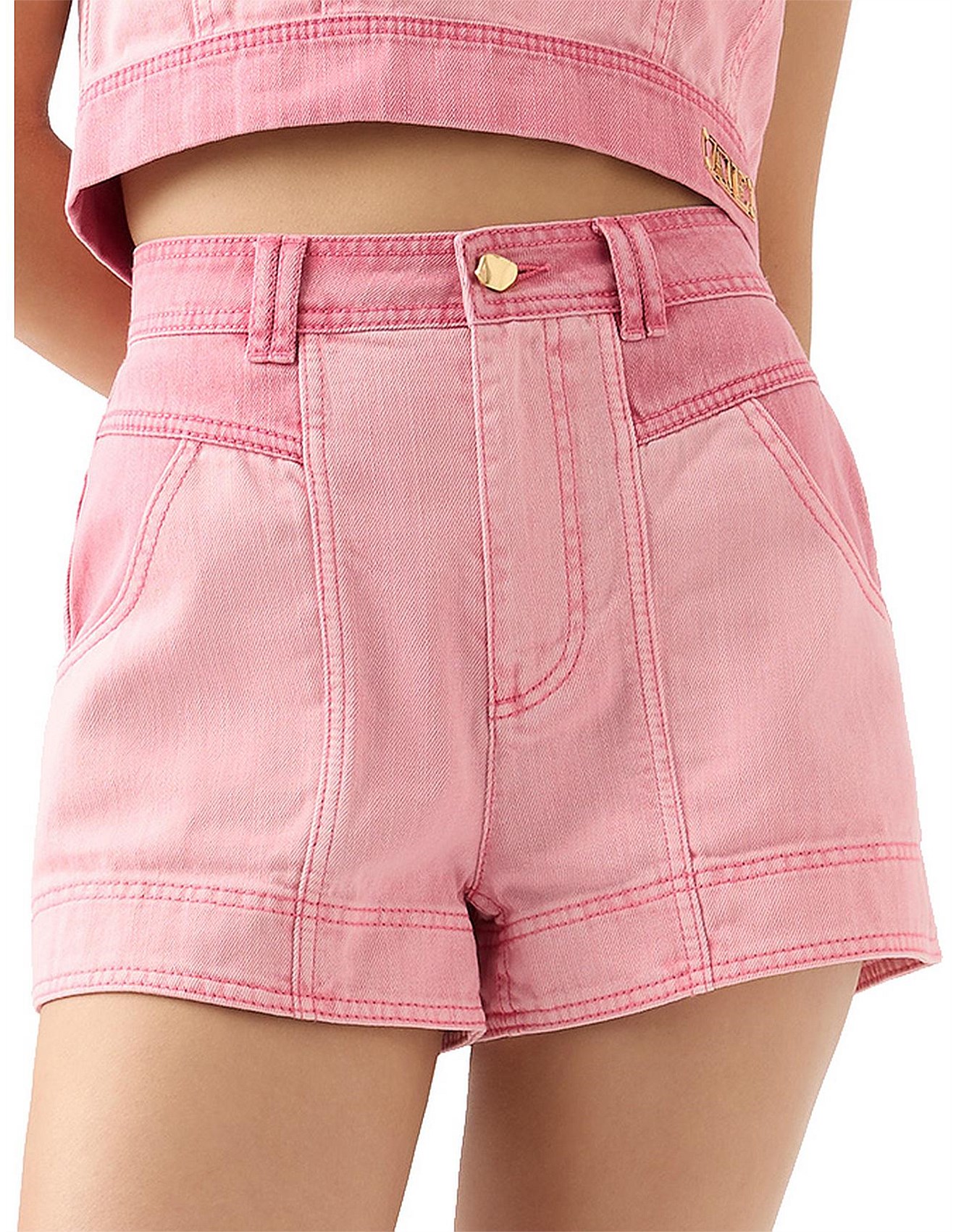 Aje Shades Pink Denim Short David Jones