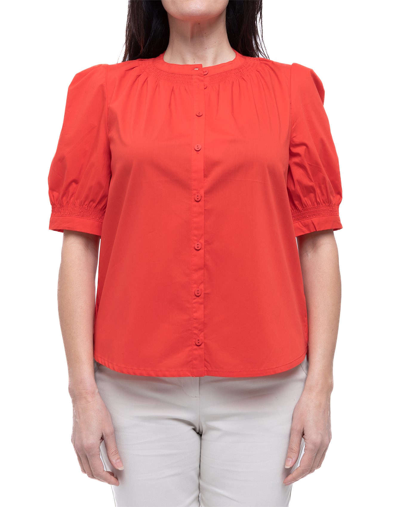 David Jones Women S Clothing 2026.David Jones Shirred Sleeve Button Front Shirt | David Jones