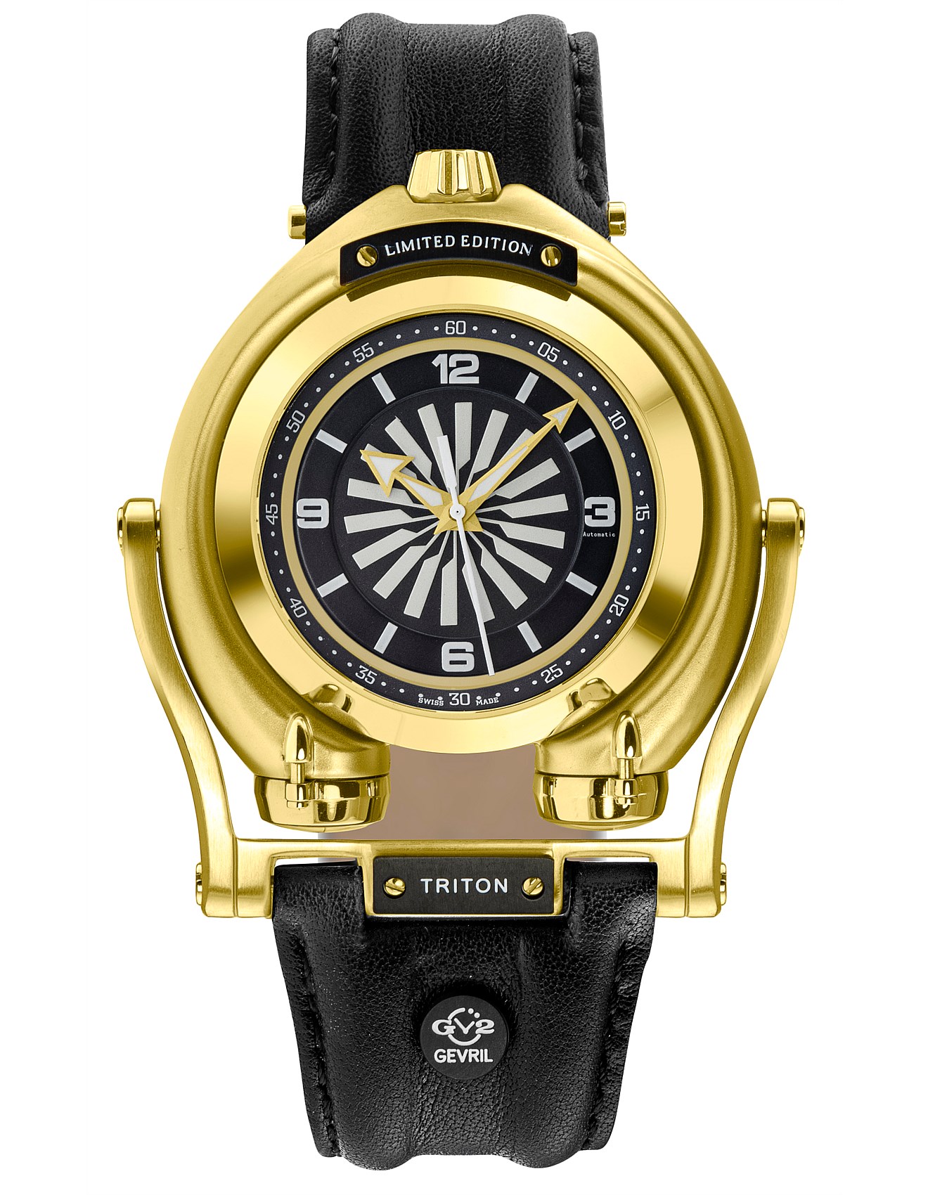 Gevril Gv2 Triton Men's Black Dial Calfskin Leather Watch David