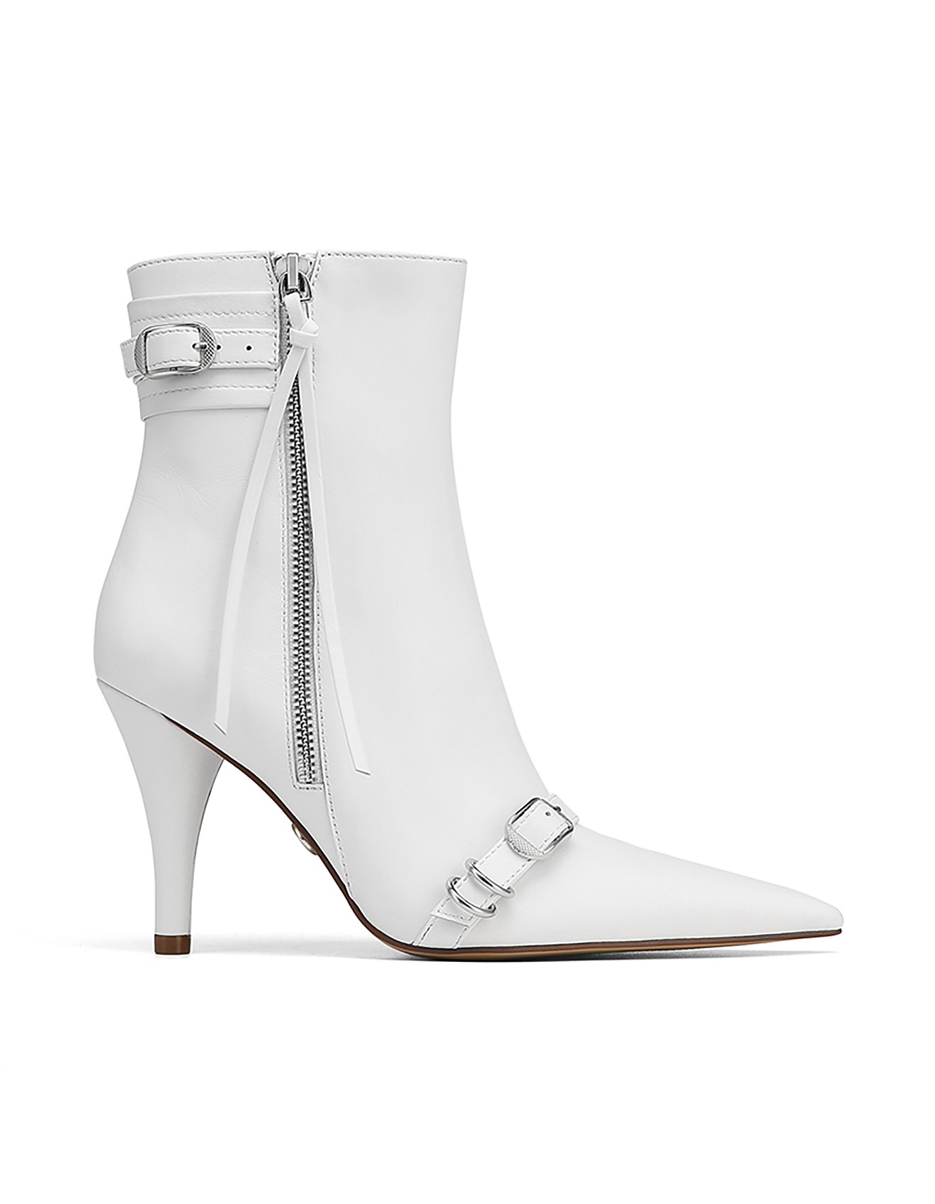 Wittner Vikina White Leather Cone Heel Ankle Boot David Jones