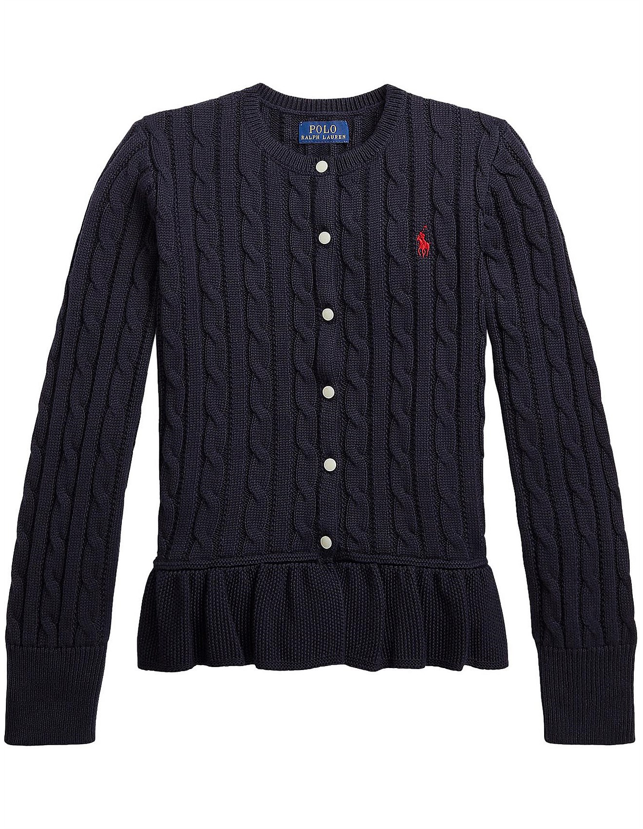 Polo Ralph Lauren Cable-knit Cotton Peplum Cardigan (s-xl) David
