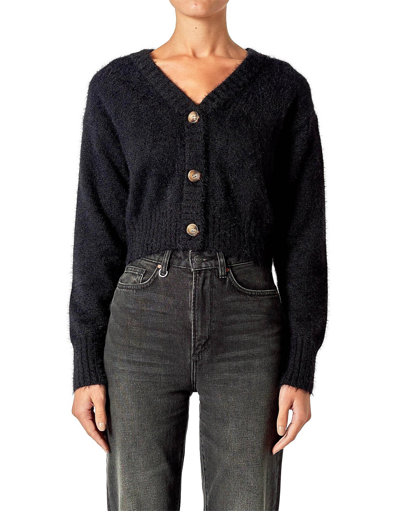 Neuw Denim Kate Knit Cardigan Fluffy Feather Yarn David Jones