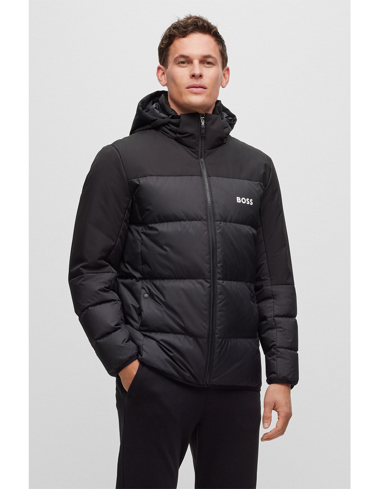 Down Jacket Detachable Hood Hugo Boss Fur Hood Coat Boss Regular