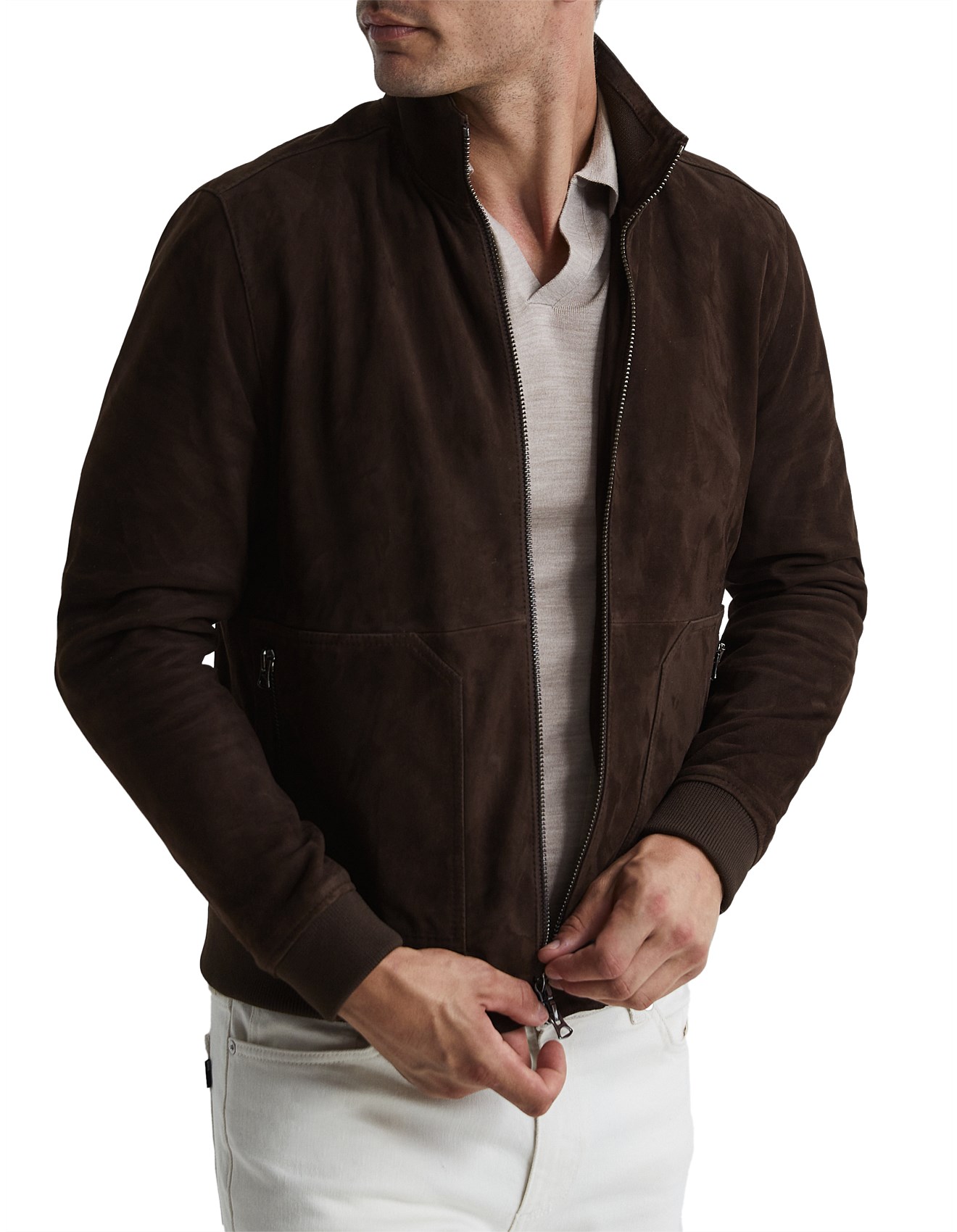 Reiss Suede Zip Through Jacket David Jones