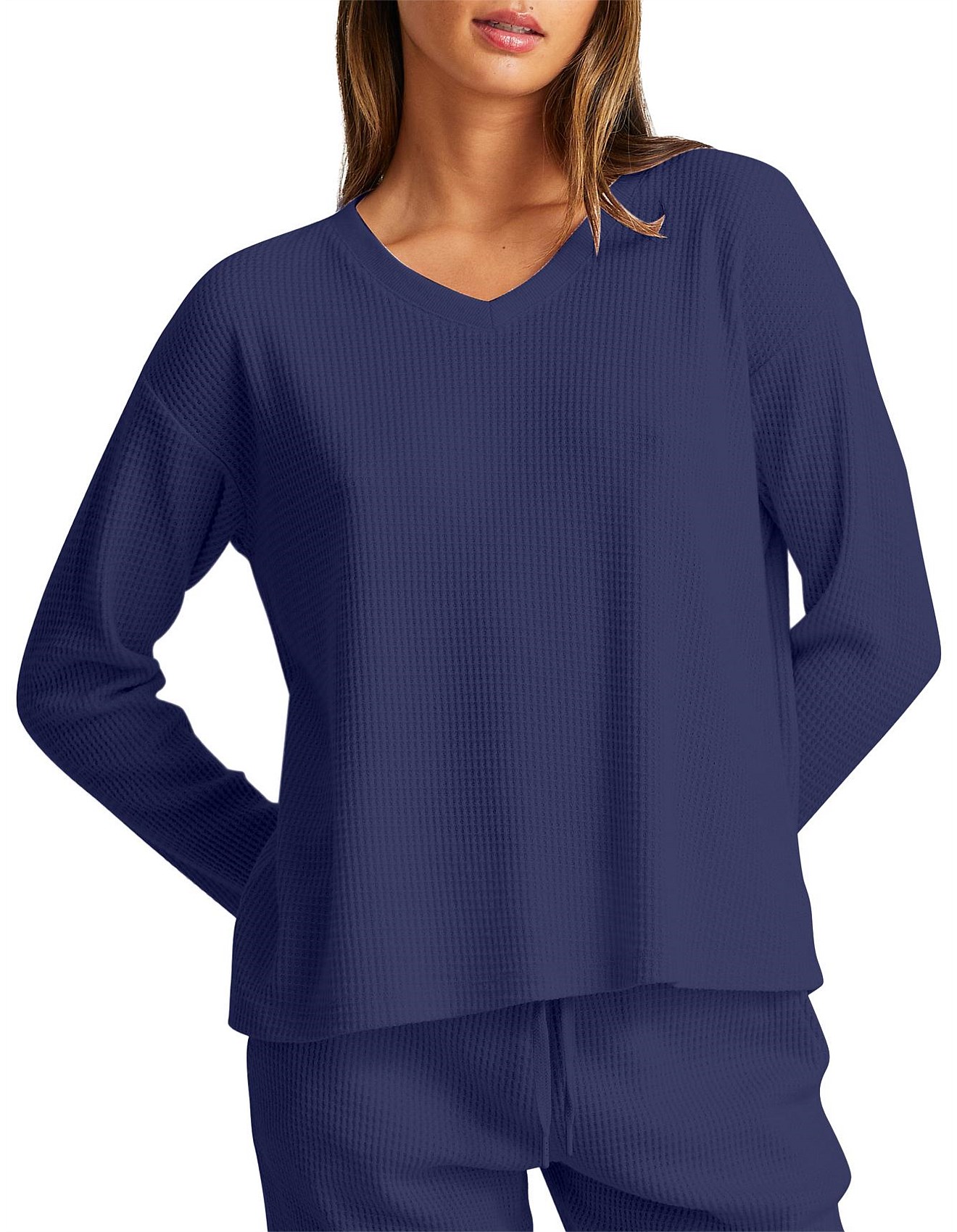 Papinelle Super Soft Waffle V-neck Long Sleeve Top David Jones