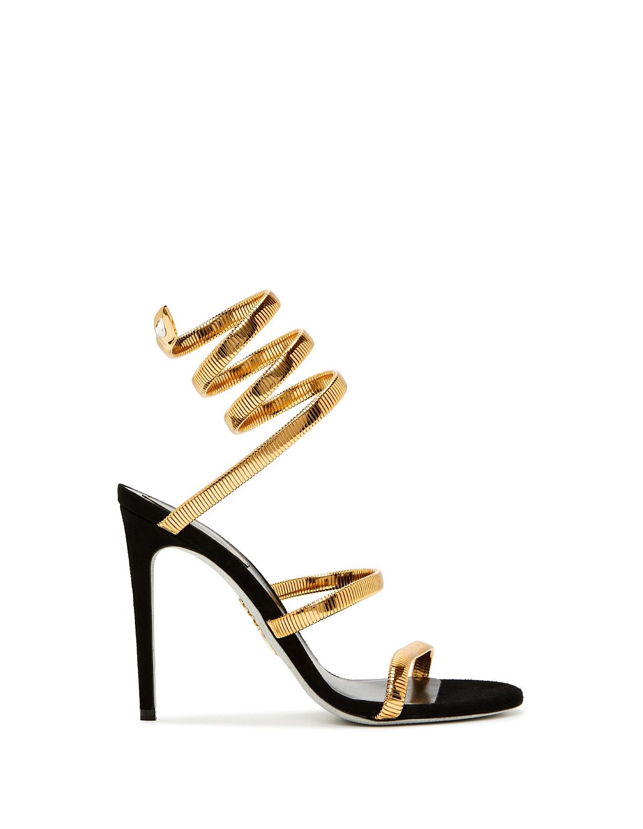 Rene Caovilla Juniper Gold Metallic Snake Sandal 105 David Jones