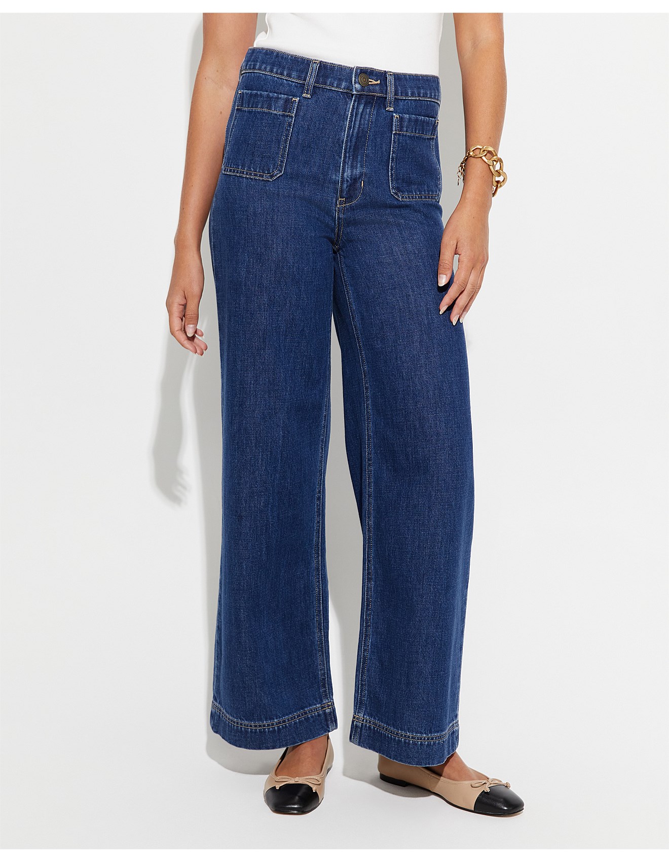 Sportscraft Nili Wide Leg Denim Jean Light Wash David Jones