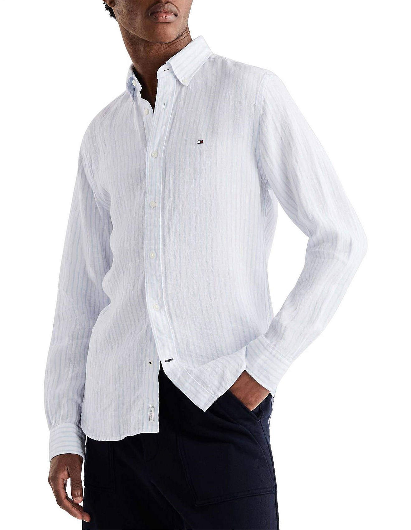 Tommy Hilfiger Wcc Premium Linen Stripe Shirt David Jones