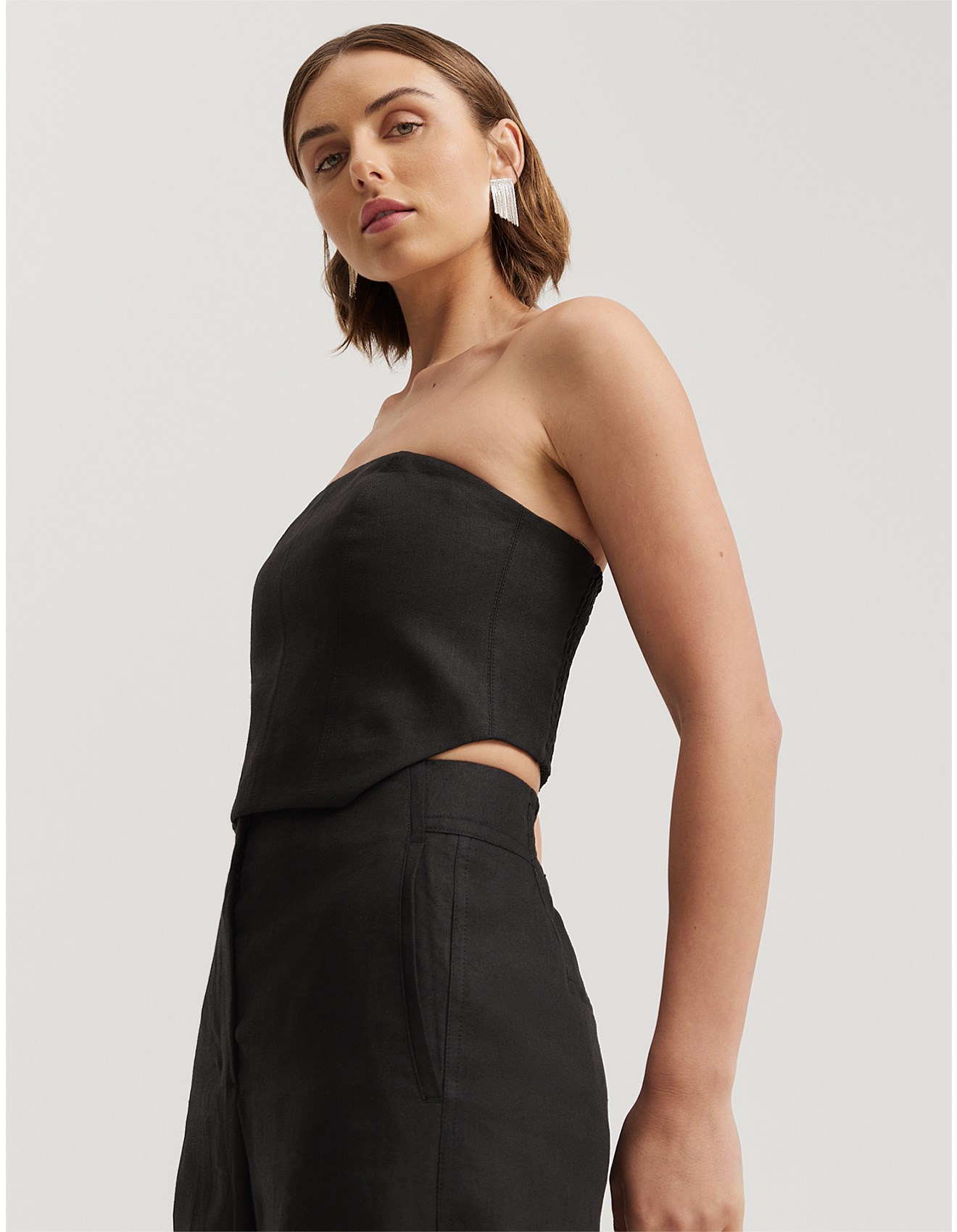 Country Road Organically Grown Linen Yarn Dyed Strapless Bustier