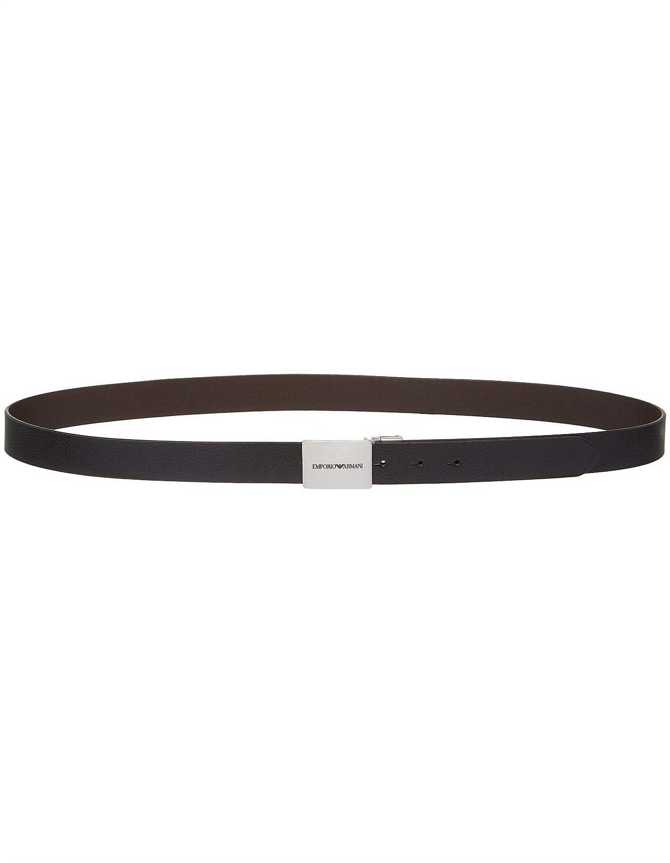 Emporio Armani Men's Buckle Plate Belt Black David Jones