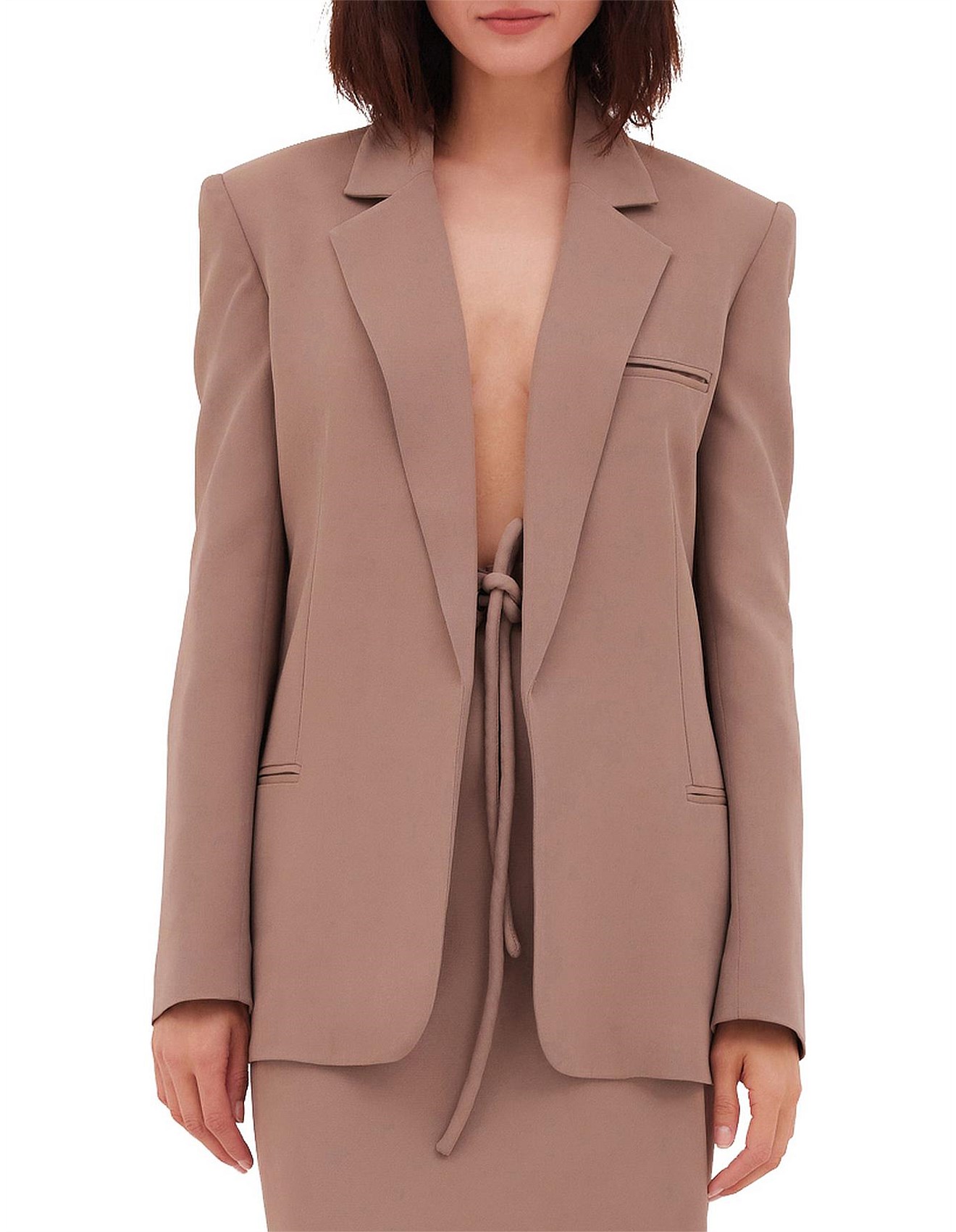 Bianca Spender Taupe Suiting Shifting Jacket David Jones