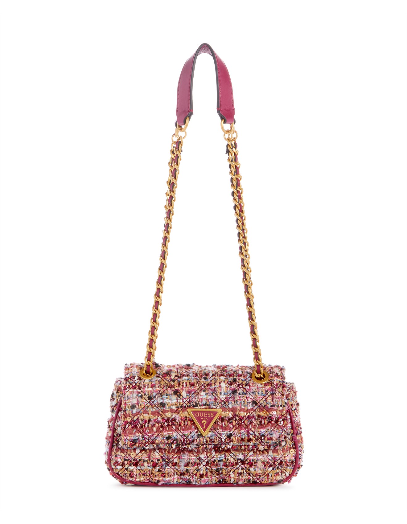Pink Guess Cessily Tweed Crossbody Cessily Tweed Convertible Mini
