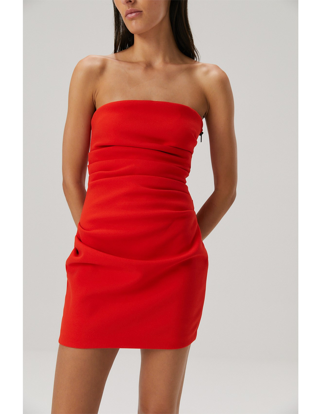 Misha Alston Bonded Crepe Mini Dress Flame Red David Jones