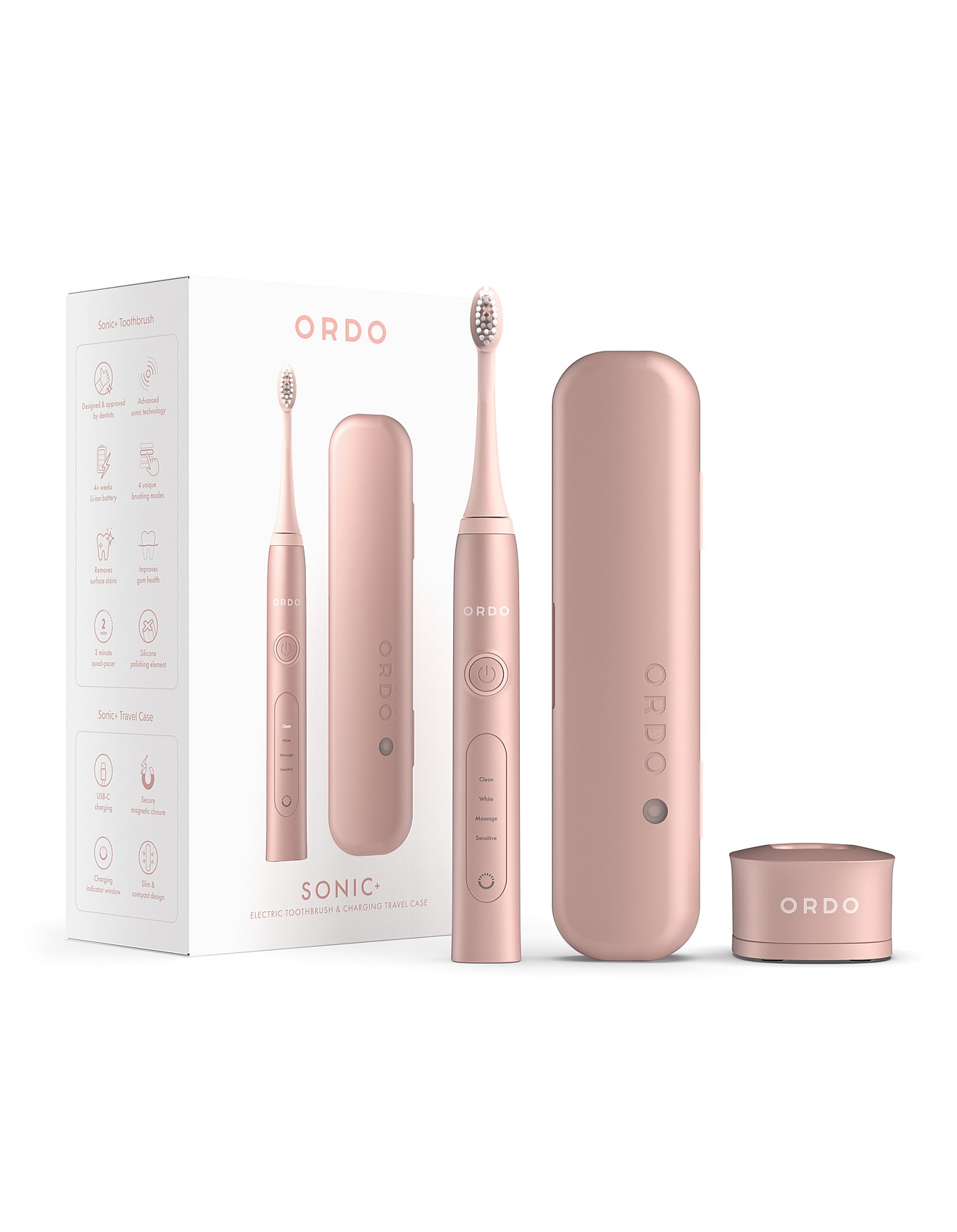 Ordo Sonic+ Electric Toothbrush With Travel Case -Rose Gold | David Jones