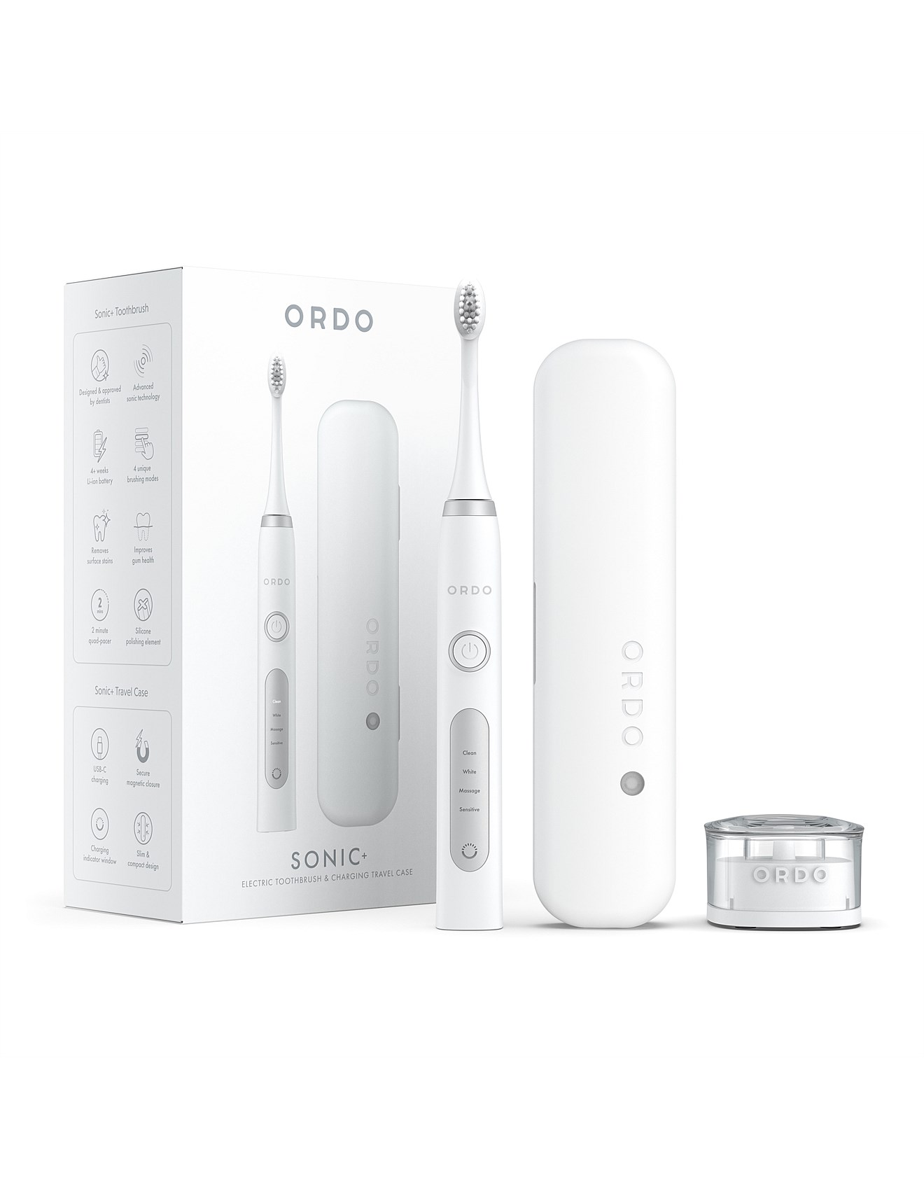 Ordo Sonic+ Electric Toothbrush With Travel Case -White Silver | David ...