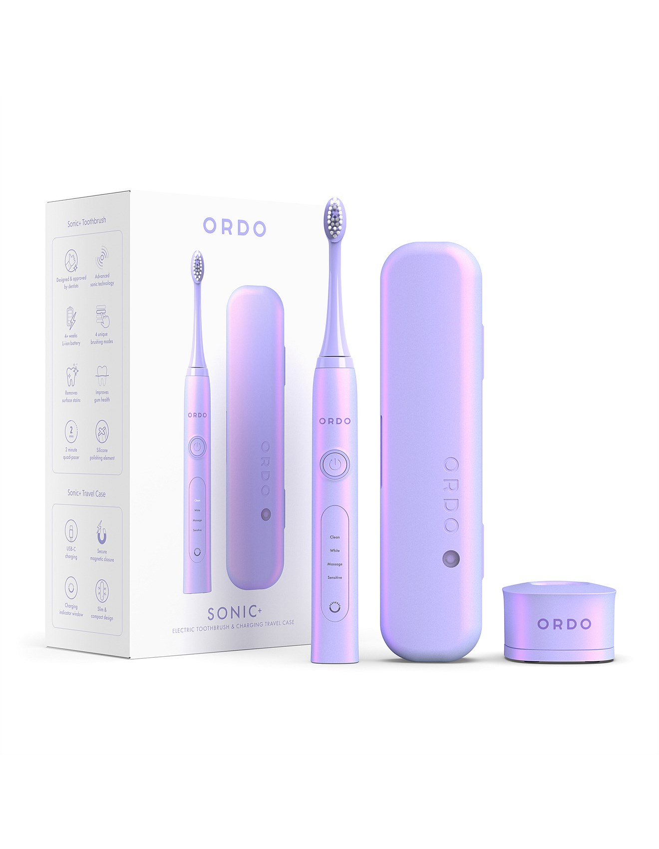 Ordo Sonic+ Electric Toothbrush With Travel Case -Pearl Violet | David ...