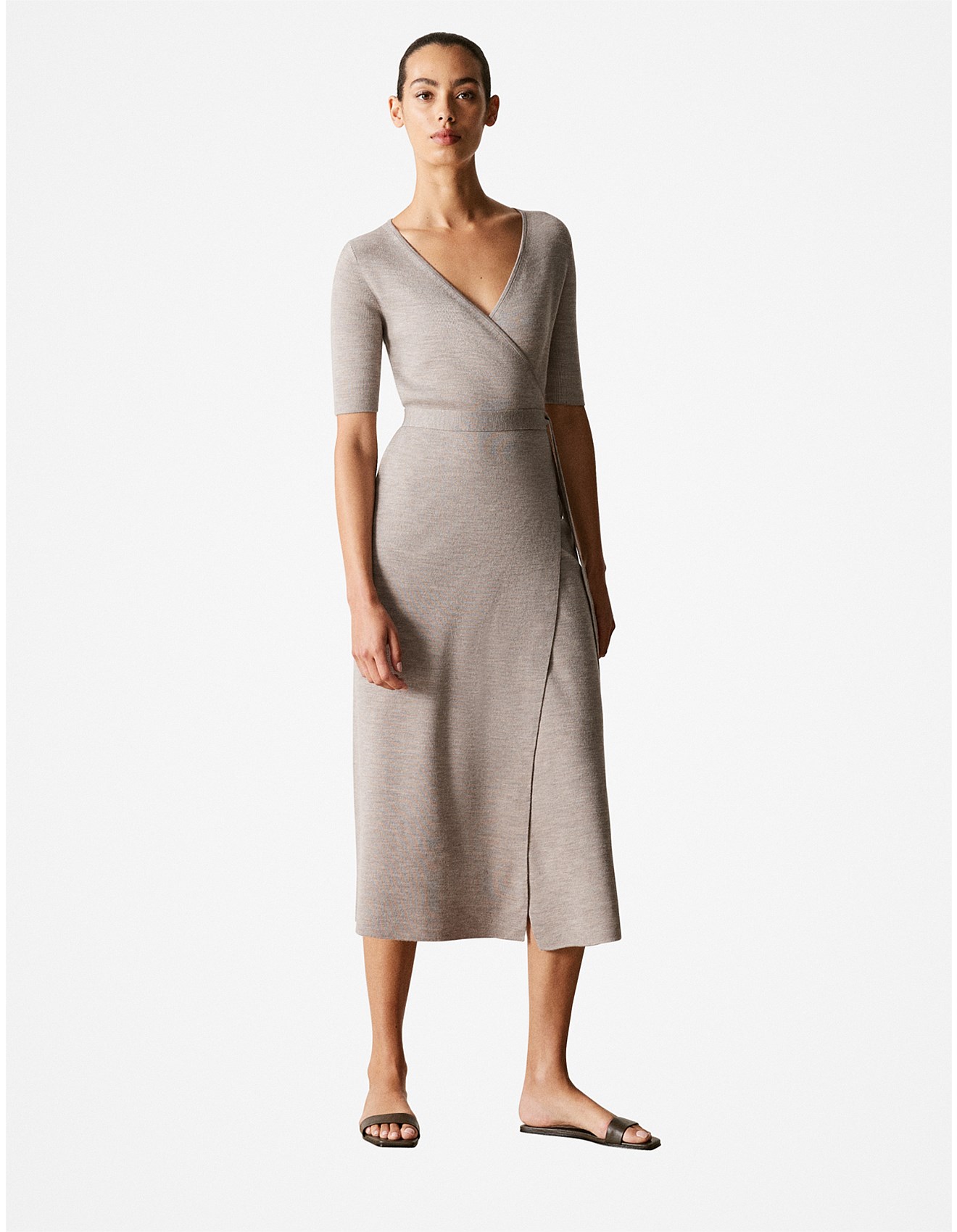 ワンピース theredthread oneshouldershirt knit dress THEREDTHREAD / ザレッドスレッド】S oneshoulder shirt knit dress