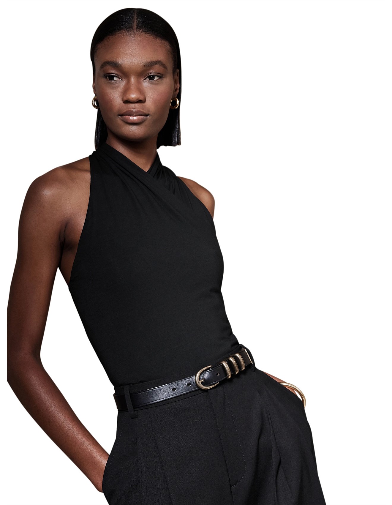 Banana Republic Sleeveless Jersey Cross Halter Neck Top | David Jones