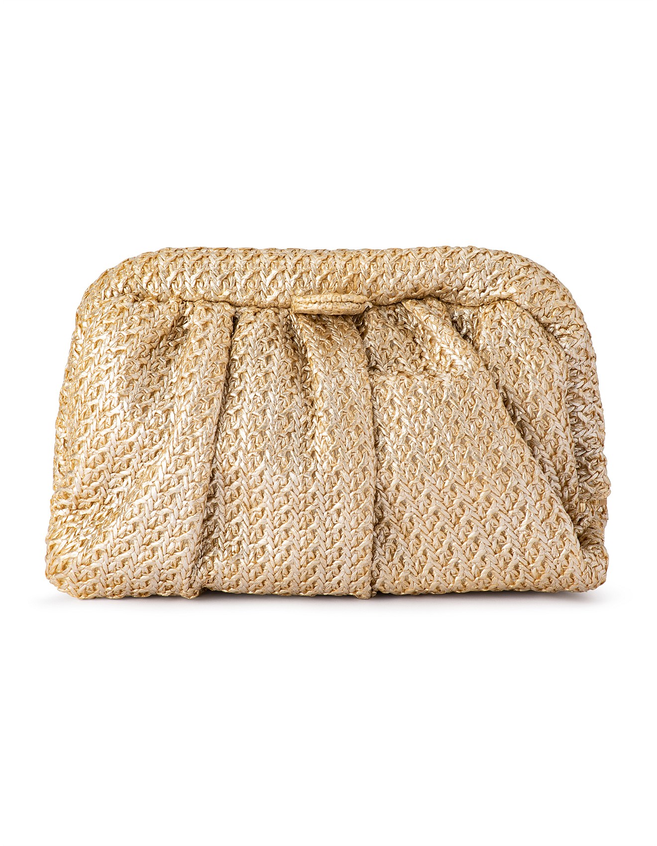 Olga Berg Stevie Pleated Woven Clutch David Jones