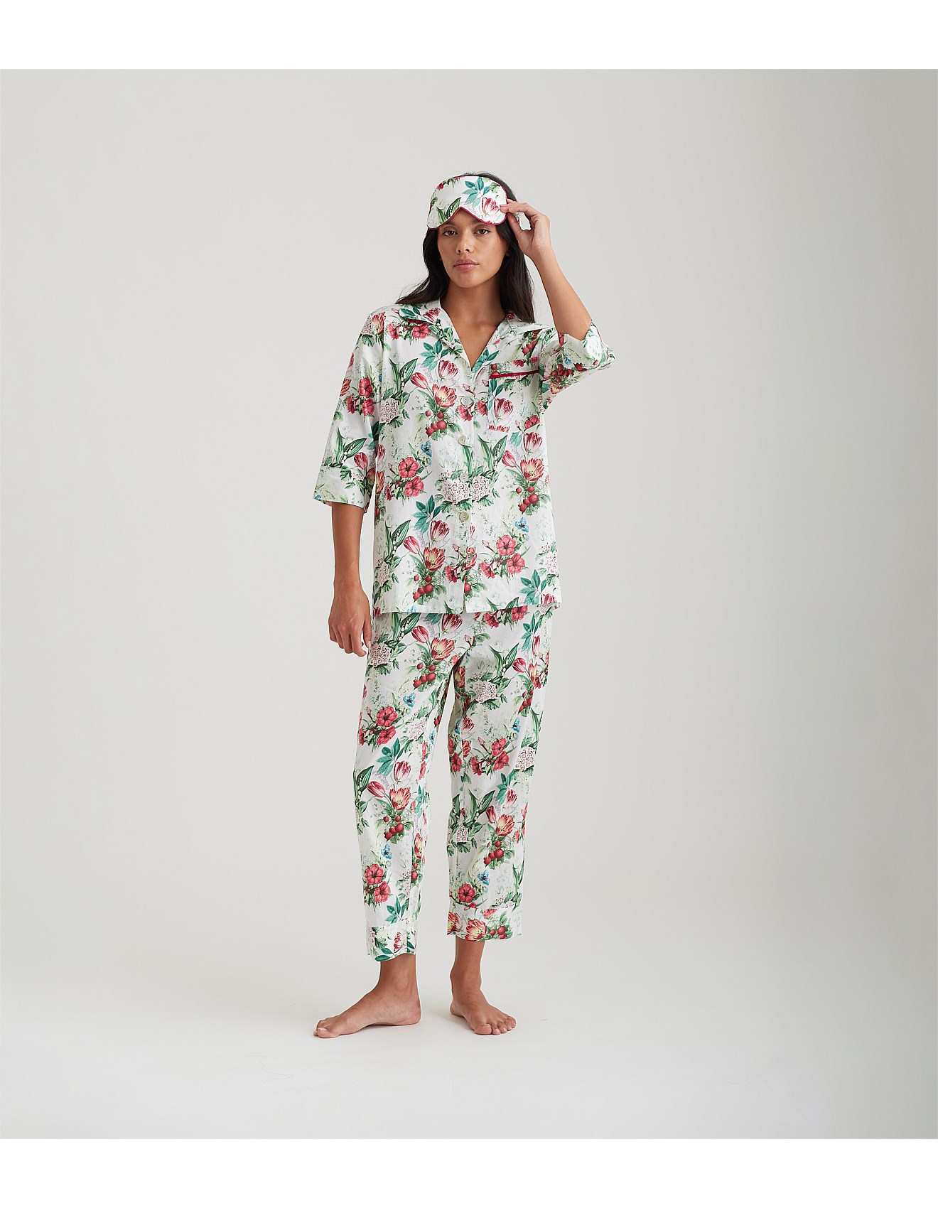 Papinelle Clara Crop Pj Set and Eye Mask David Jones