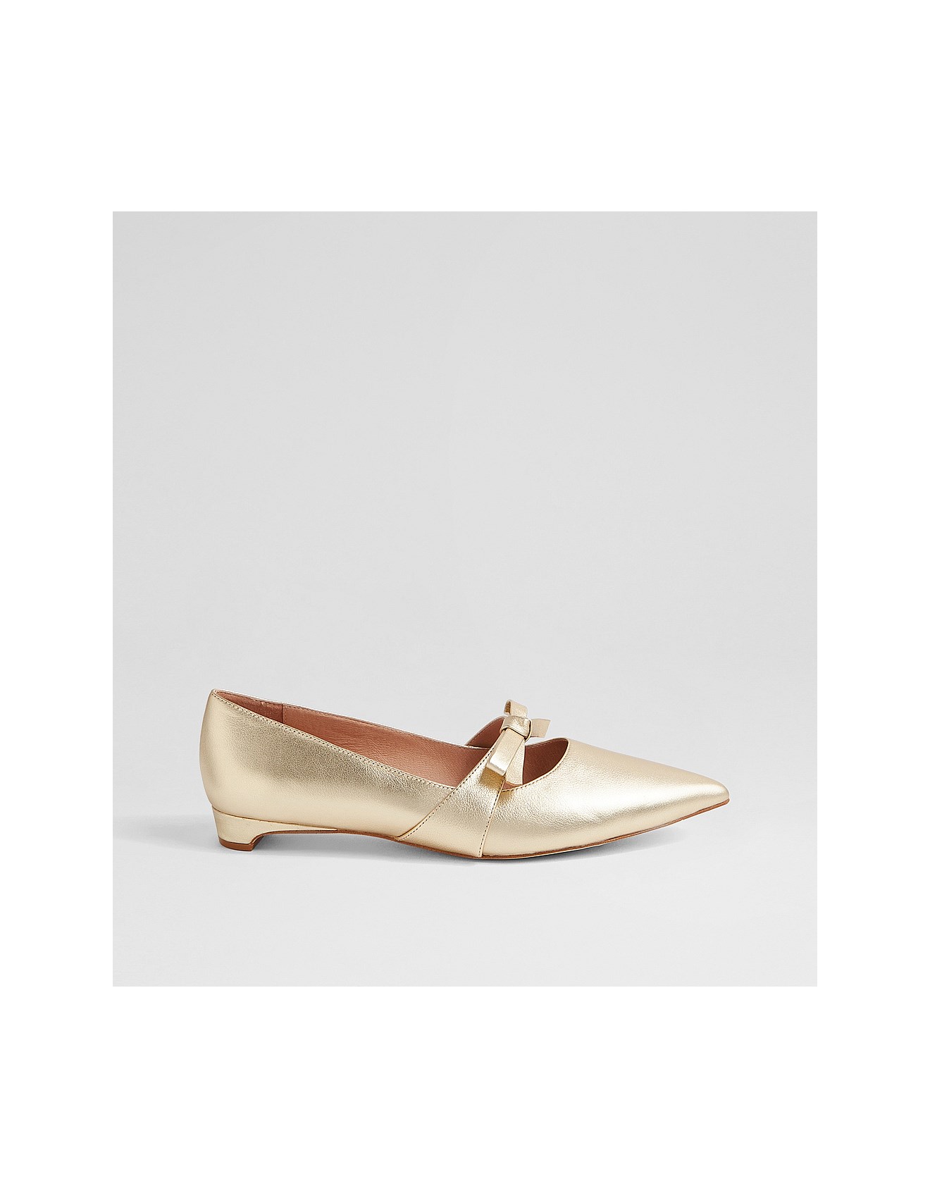 Midas Dolce Pale Gold Leather Flat Shoes David Jones