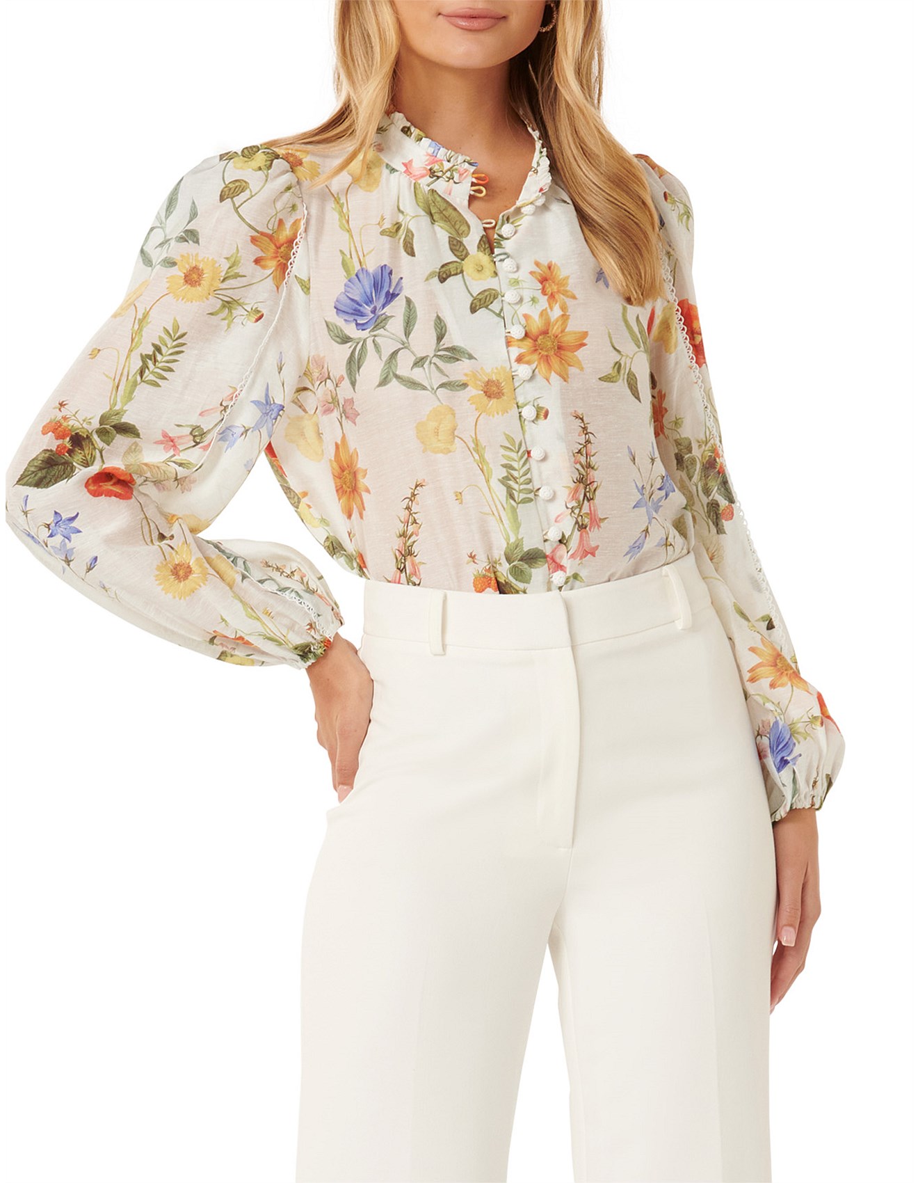 Forever New Tilly Trim Long Sleeve Blouse David Jones