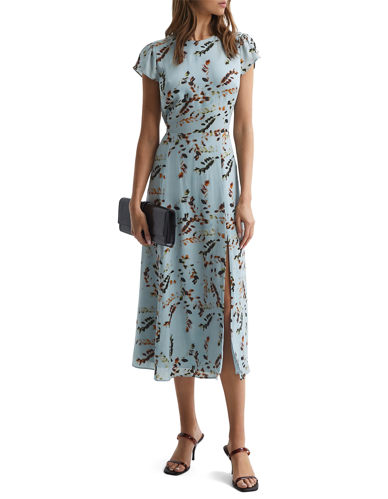 Reiss Livia Blur Floral Midi Dress With Cut-out Back David Jones
