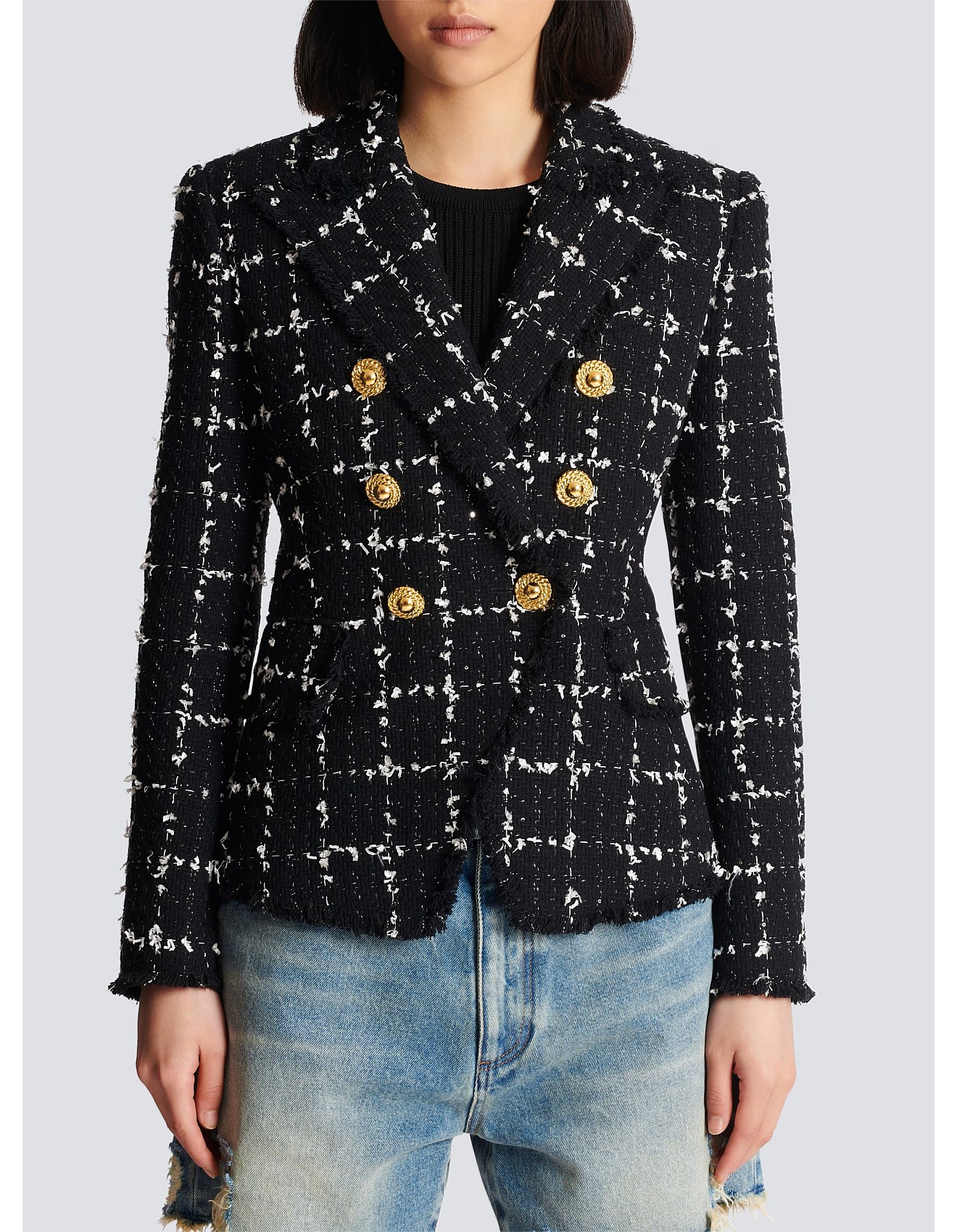 Womens Jacket Balmain Double Breasted Tweed Jacket Balmain Women's